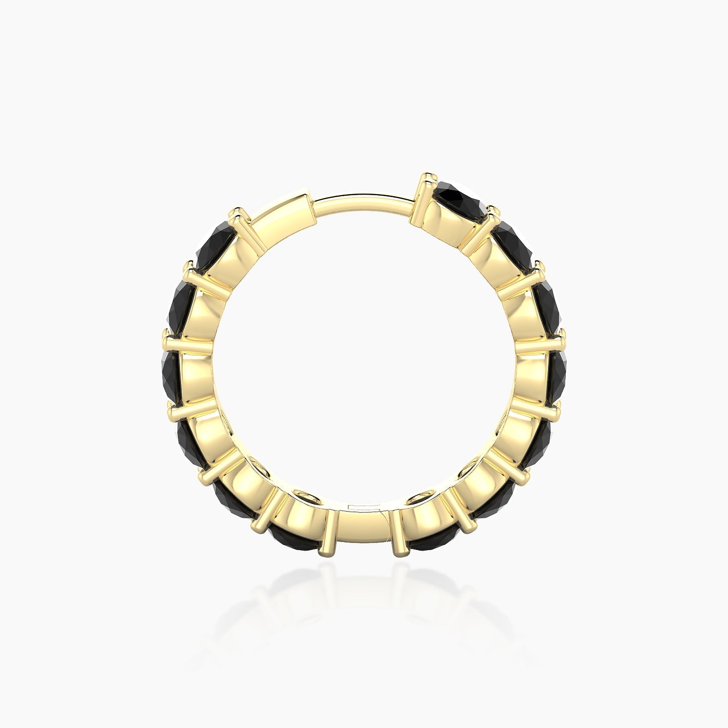 Diana | 18k Yellow Gold 11 mm Black Diamond Hoop Piercing