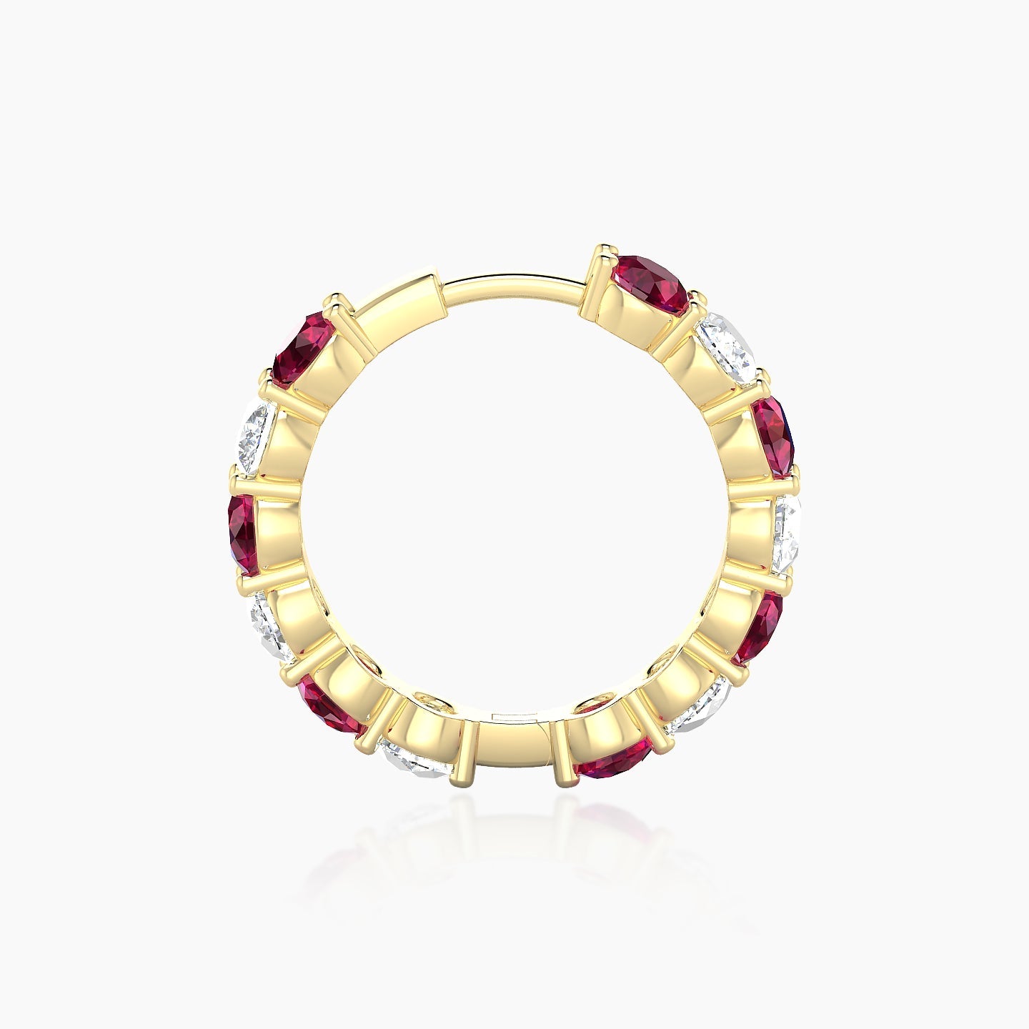 Diana | 18k Yellow Gold 11 mm Ruby & Diamond Hoop Piercing