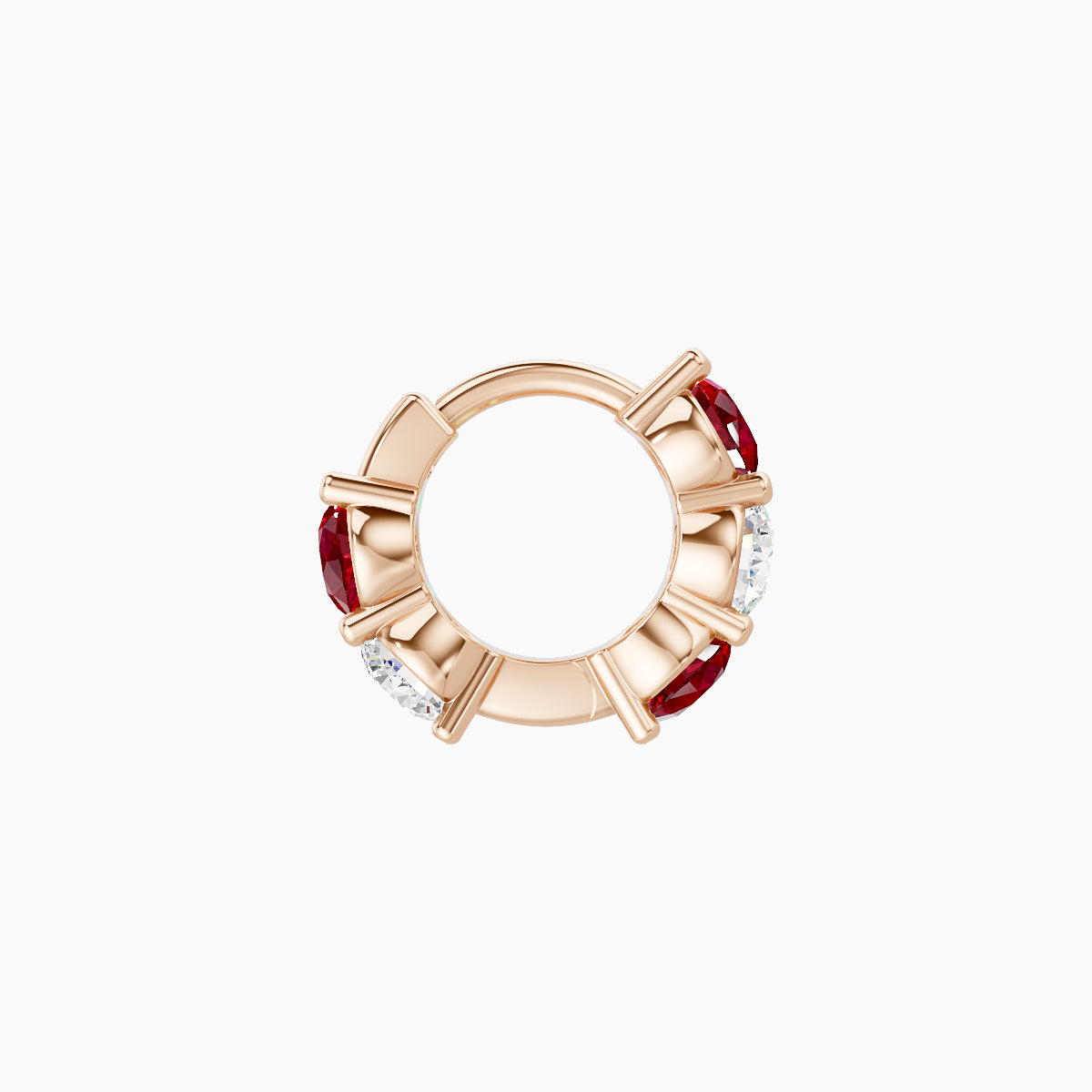 Diana | 18k Rose Gold 5 mm Ruby & Diamond Hoop Piercing