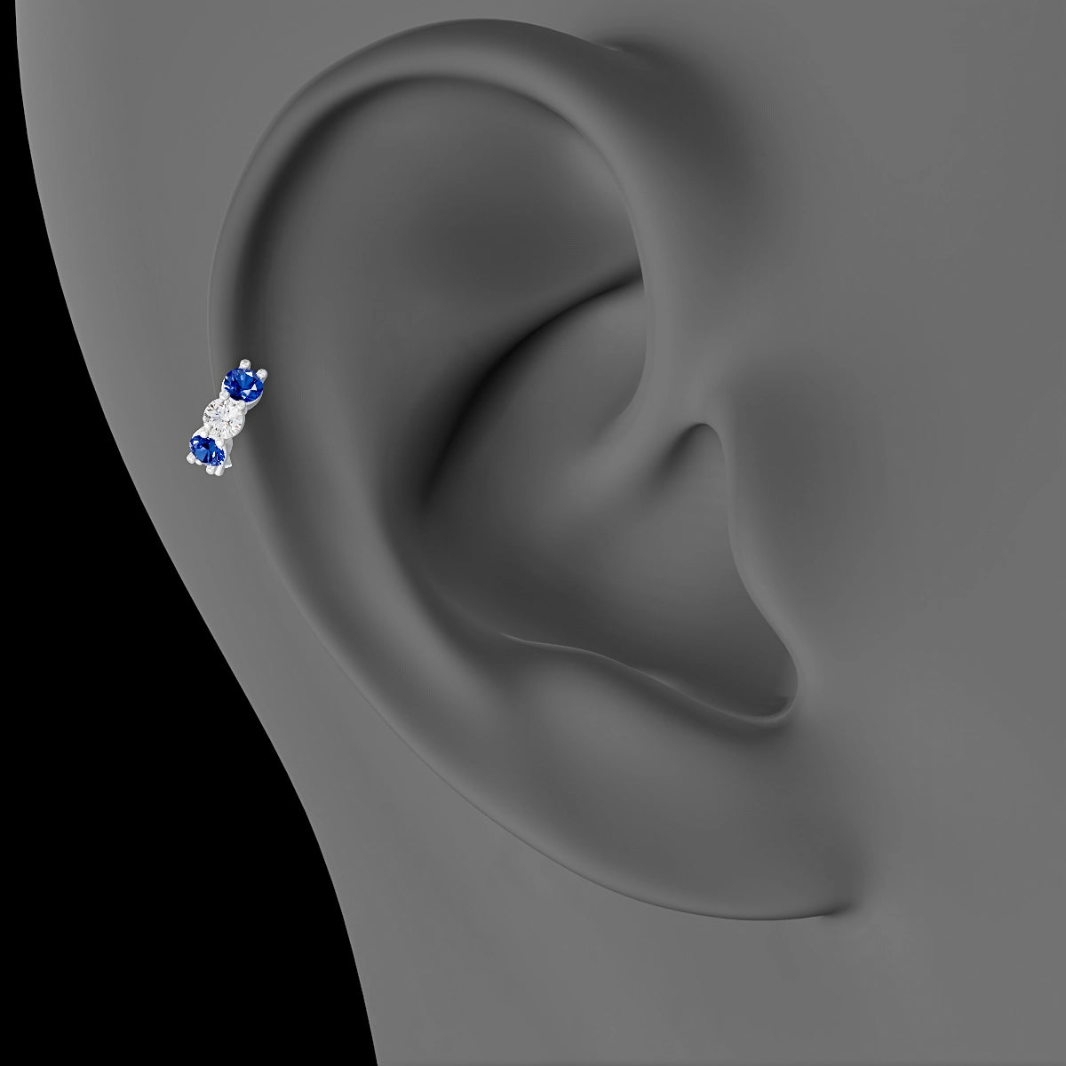 Diana | 18k White Gold 5 mm Sapphire & Diamond Hoop Piercing