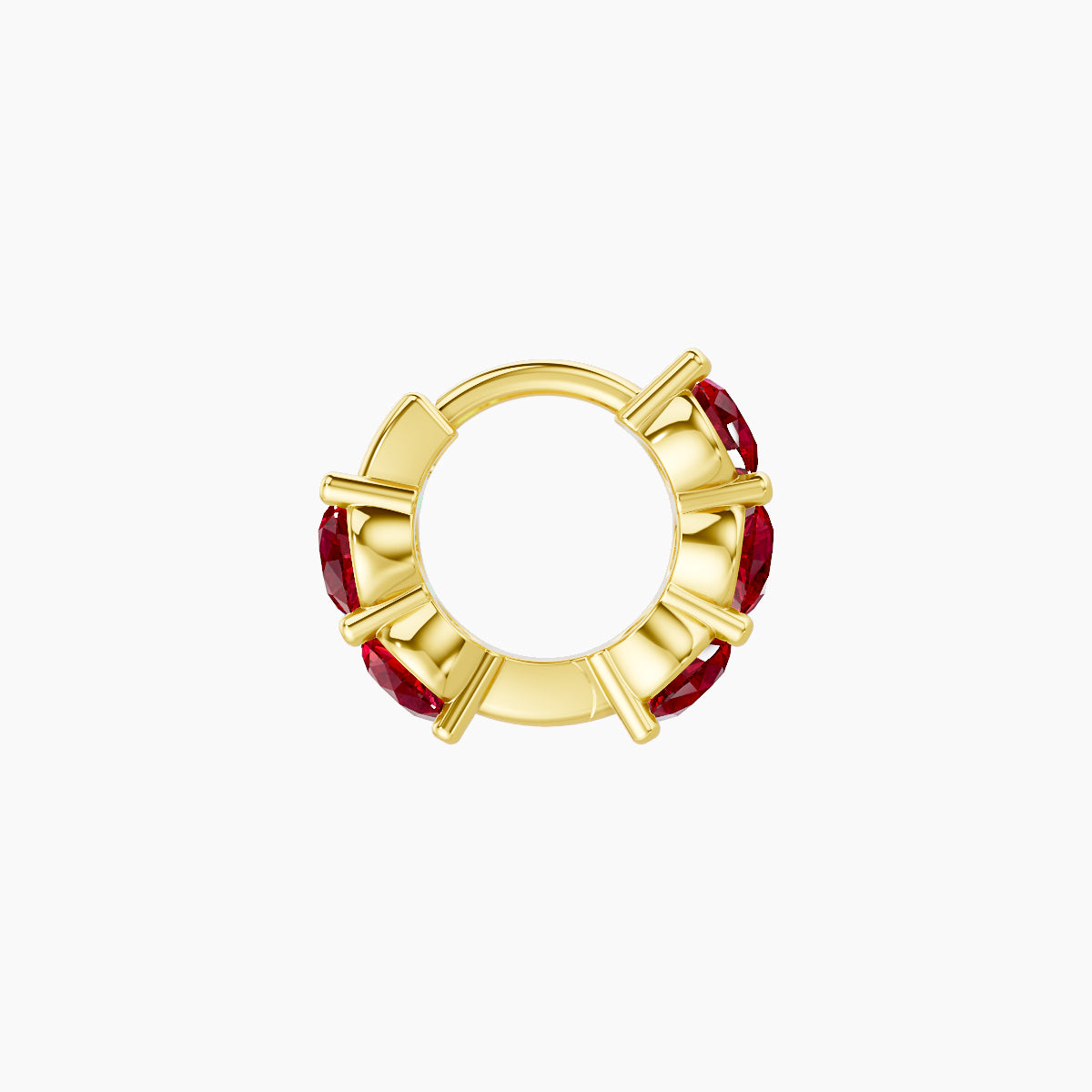 Diana | 18k Yellow Gold 5 mm Ruby Hoop Piercing