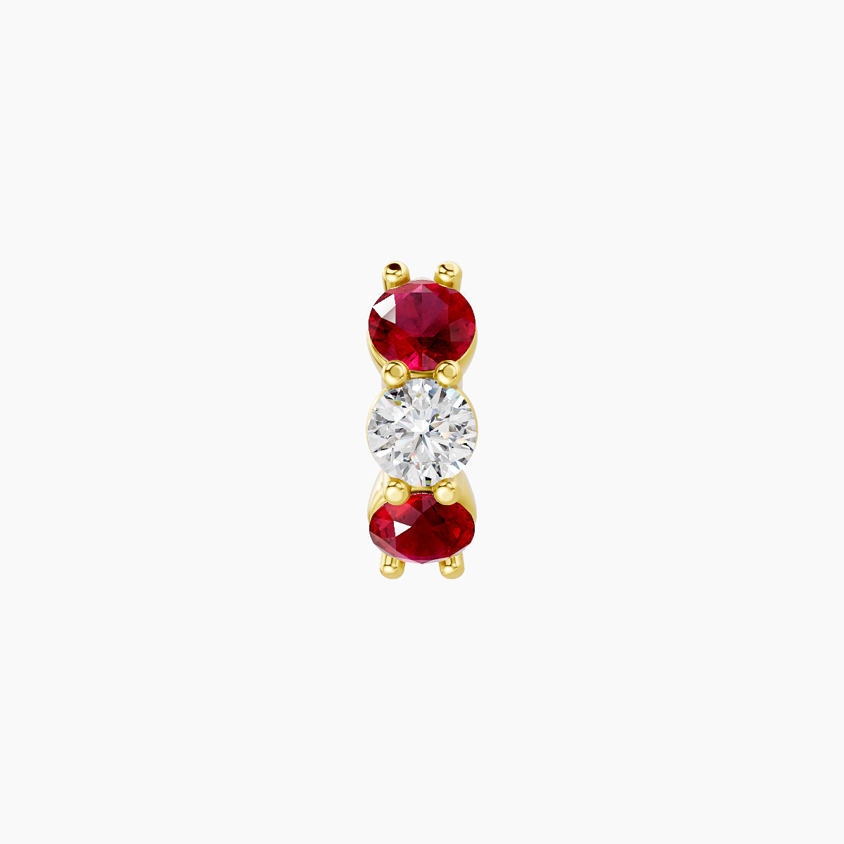 Diana | 18k Yellow Gold 5 mm Ruby & Diamond Hoop Piercing