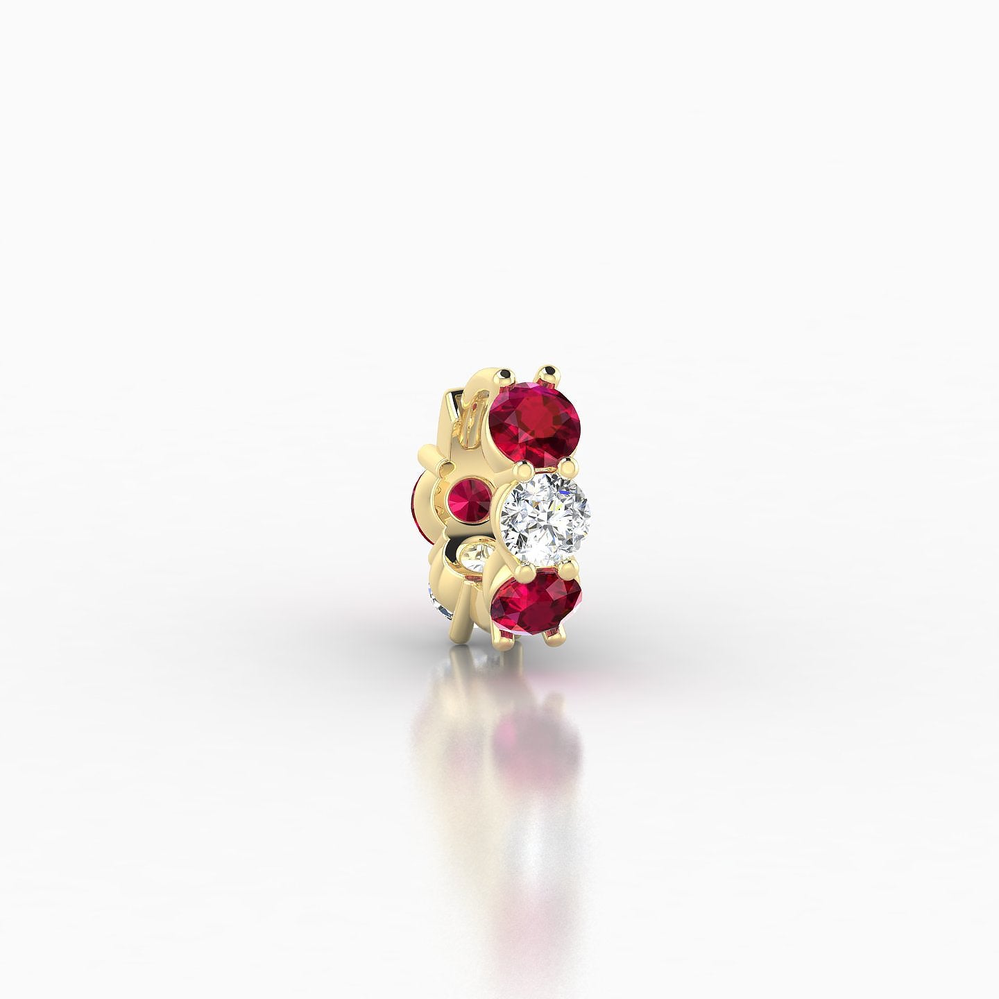 Diana | 18k Yellow Gold 5 mm Ruby & Diamond Hoop Piercing