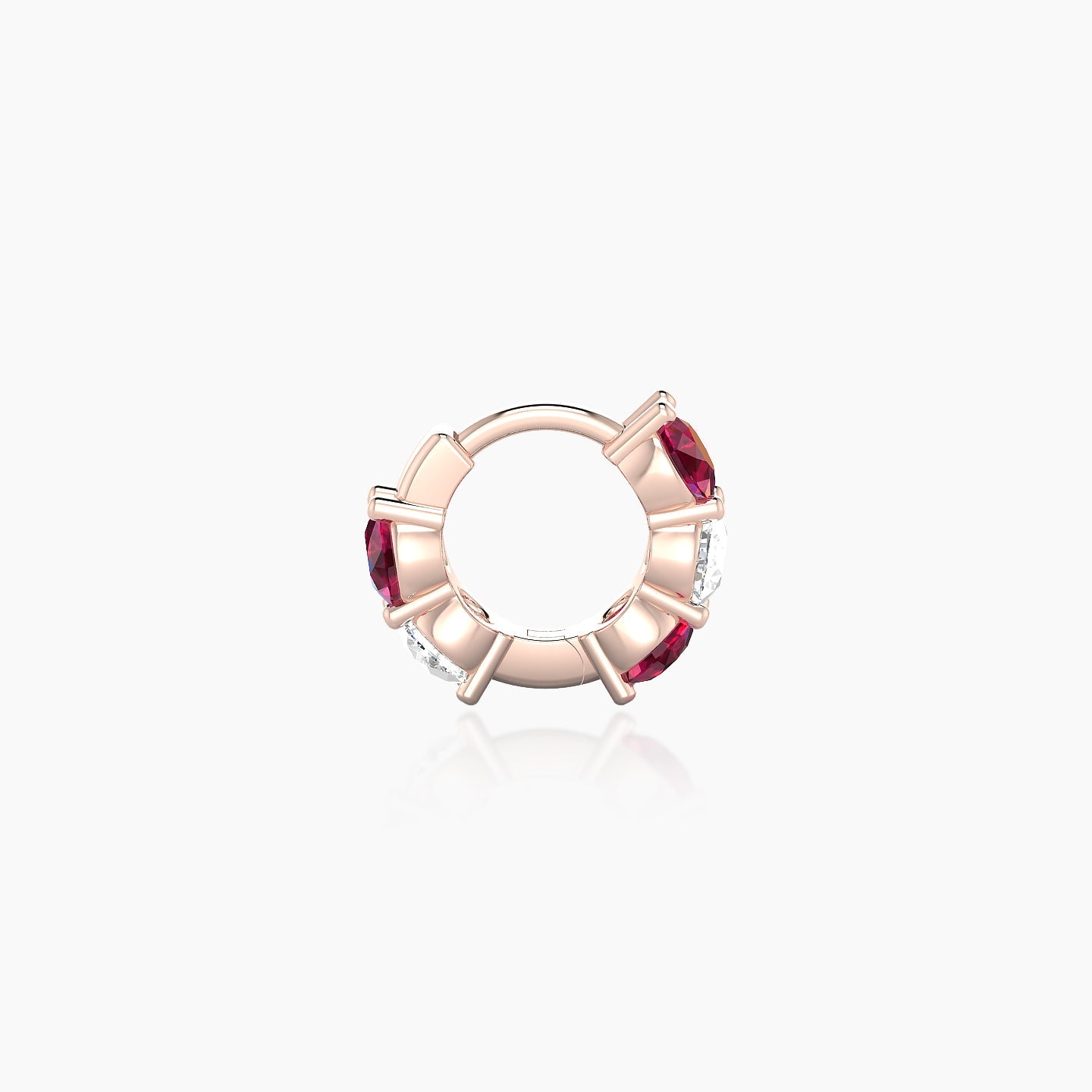 Diana | 18k Rose Gold 5 mm Ruby & Diamond Hoop Piercing