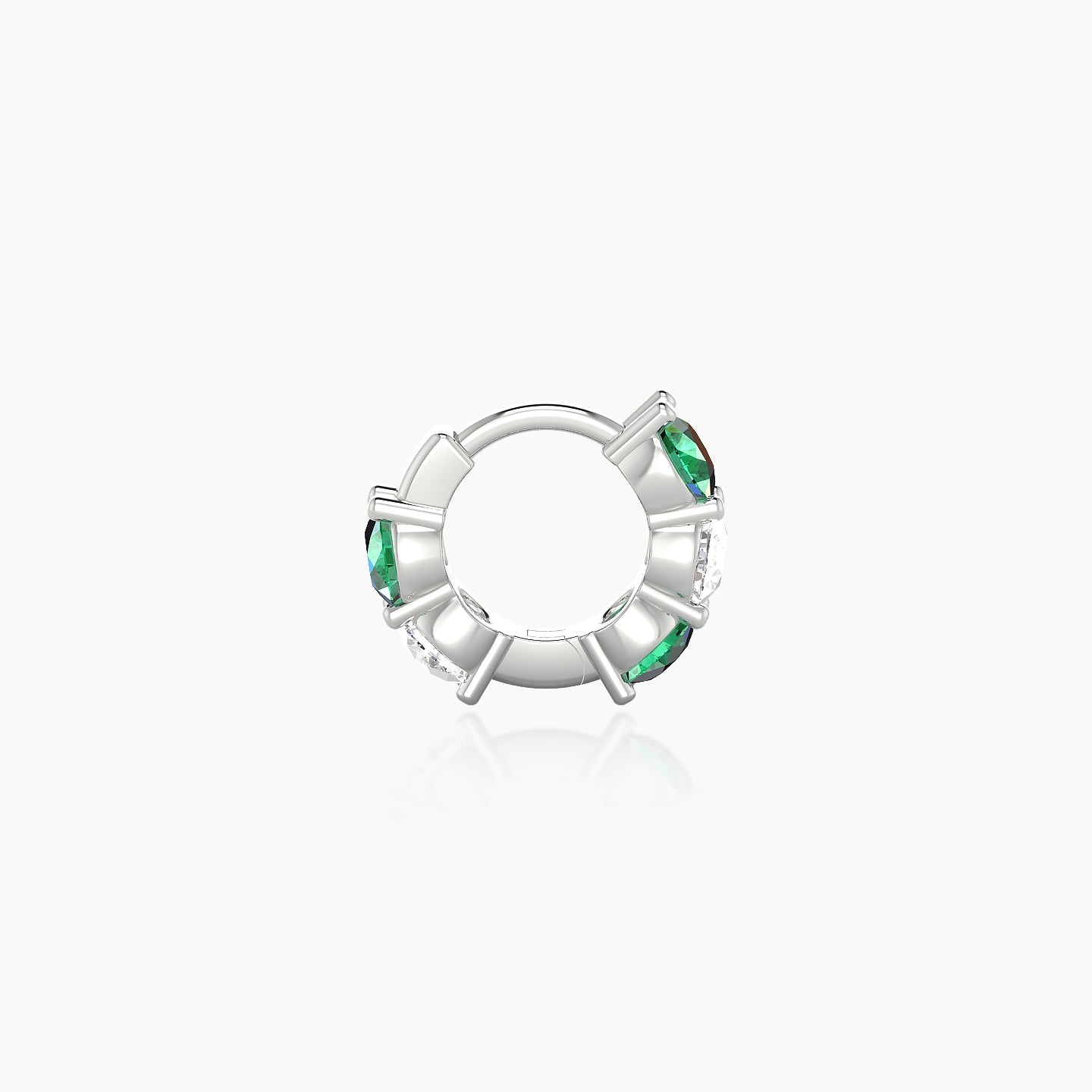 Diana | 18k White Gold 5 mm Emerald & Diamond Hoop Piercing