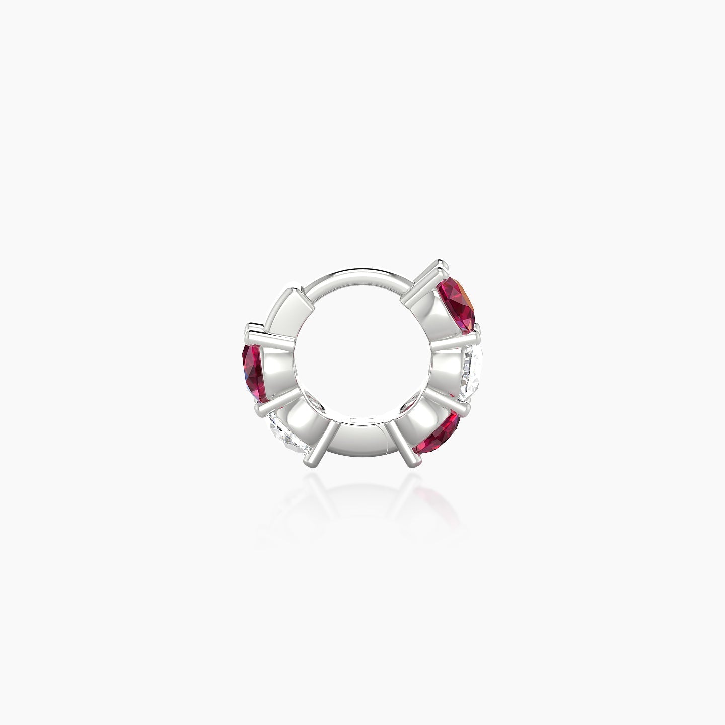 Diana | 18k White Gold 5 mm Ruby & Diamond Hoop Piercing