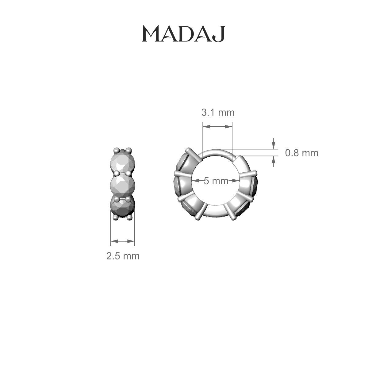 Diana | 18k White Gold 5 mm Emerald & Diamond Hoop Piercing