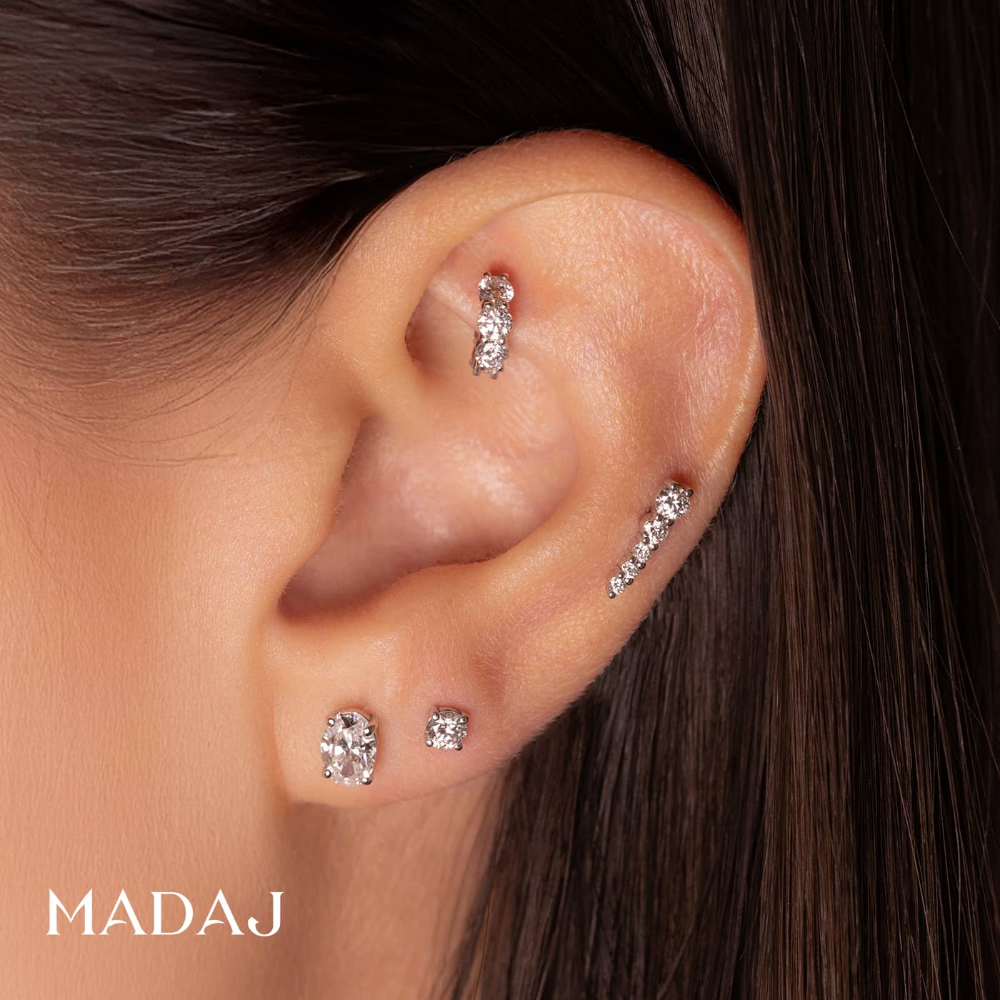 Diana | 18k White Gold 5 mm Diamond Hoop Piercing