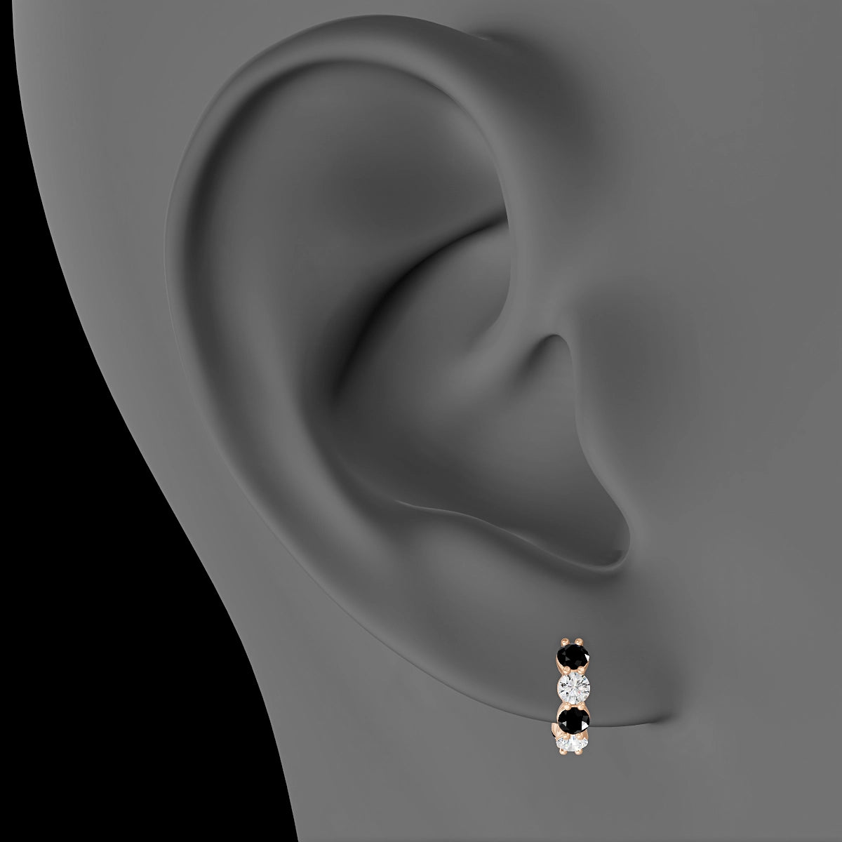 Diana | 18k Rose Gold 6.5 mm Black Diamond & Diamond Hoop Piercing