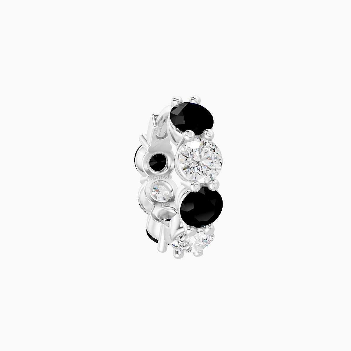 Diana | 18k White Gold 6.5 mm Black Diamond & Diamond Hoop Piercing
