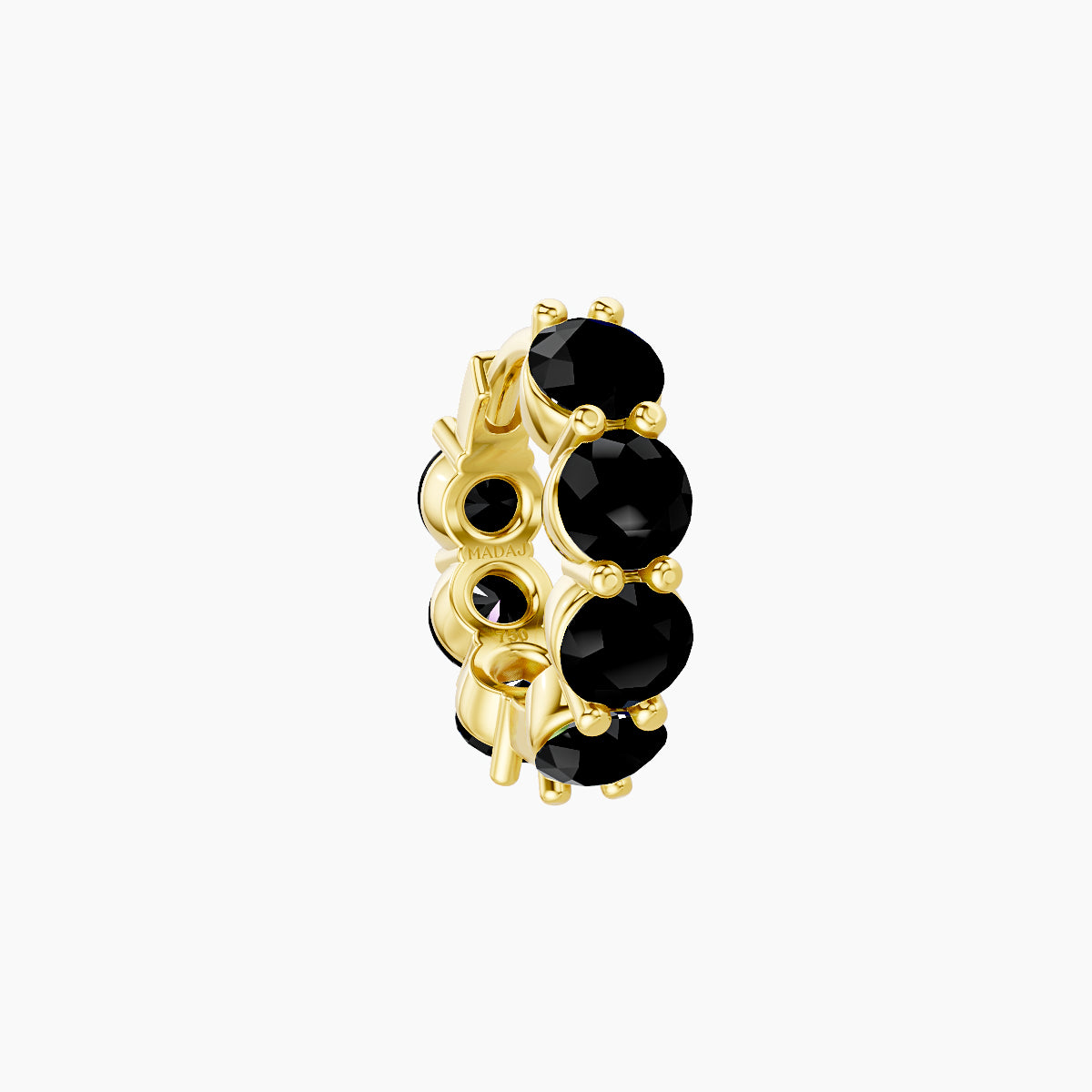 Diana | 18k Yellow Gold 6.5 mm Black Diamond Hoop Piercing