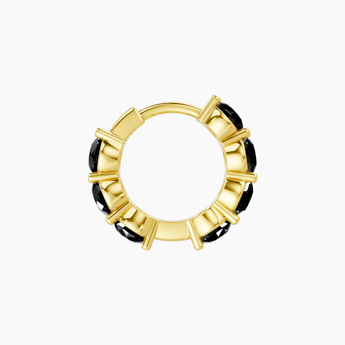 Diana | 18k Yellow Gold 6.5 mm Black Diamond Hoop Piercing