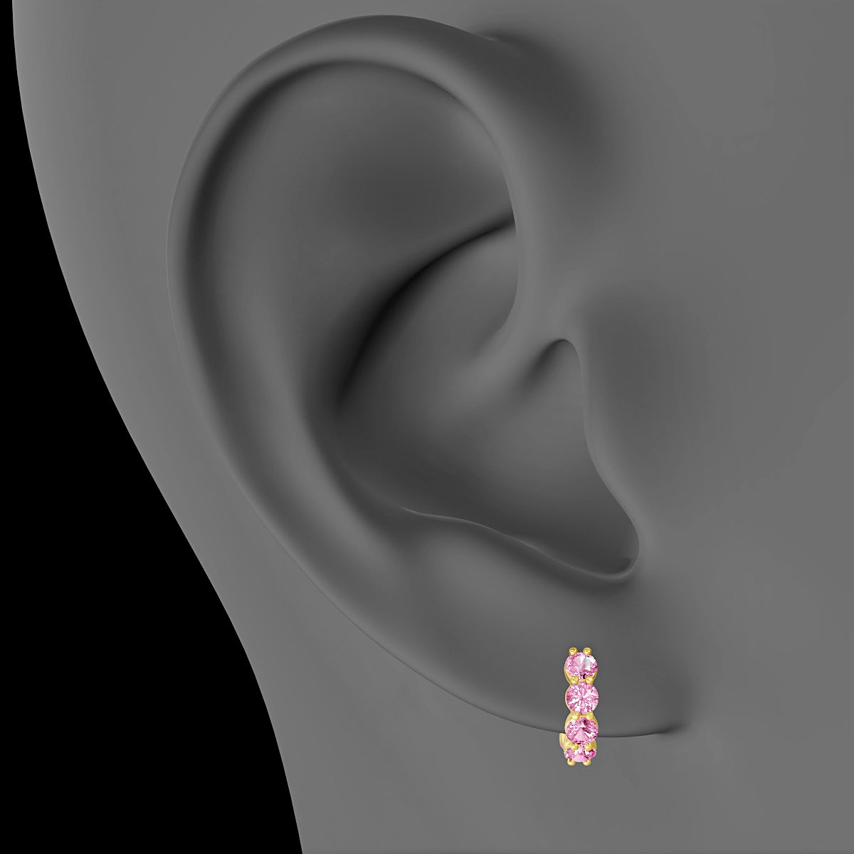 Diana | 18k Yellow Gold 6.5 mm Pink Sapphire Hoop Piercing