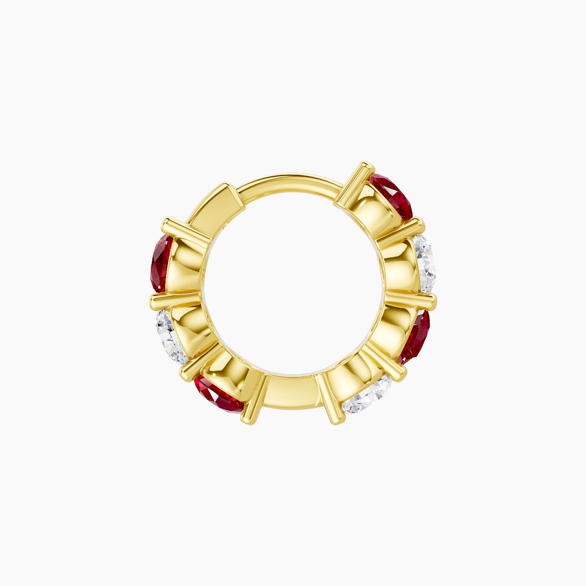 Diana | 18k Yellow Gold 6.5 mm Ruby & Diamond Hoop Piercing