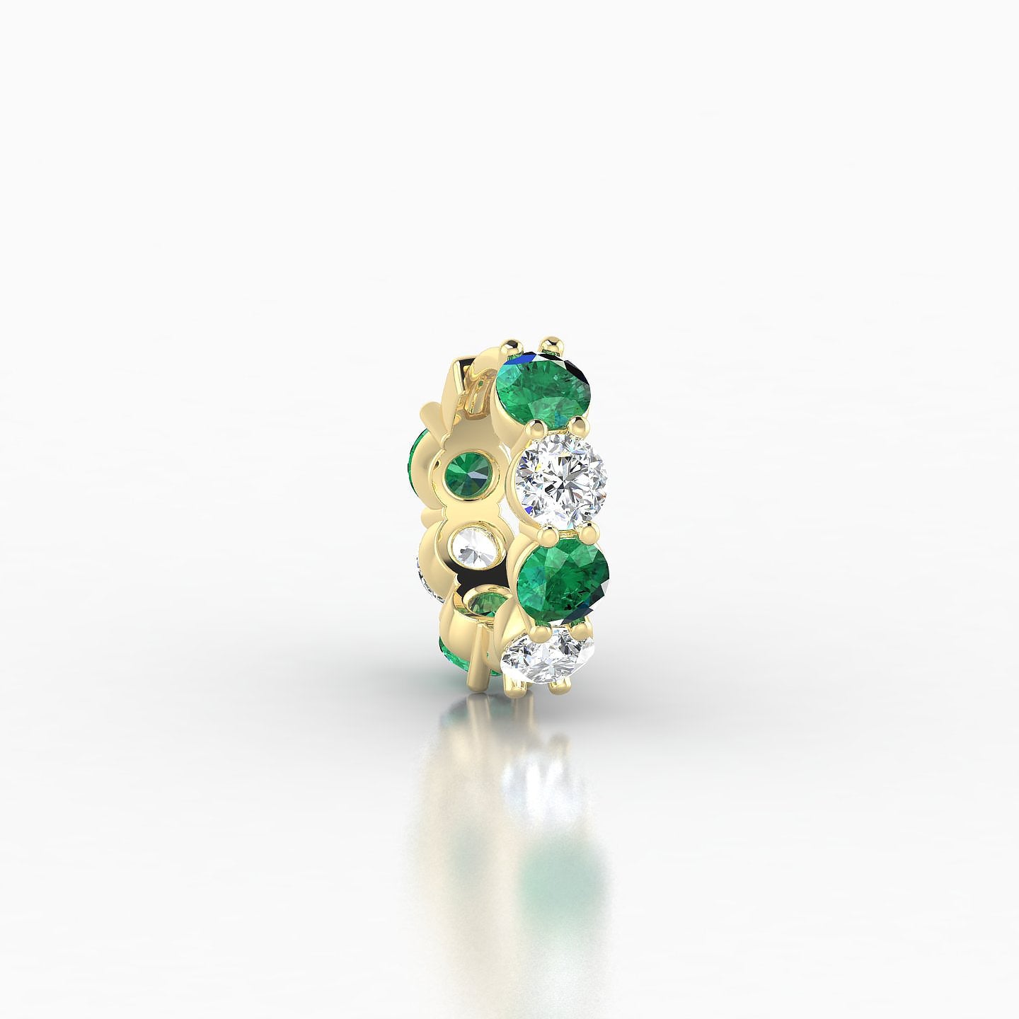 Diana | 18k Yellow Gold 6.5 mm Emerald & Diamond Hoop Piercing