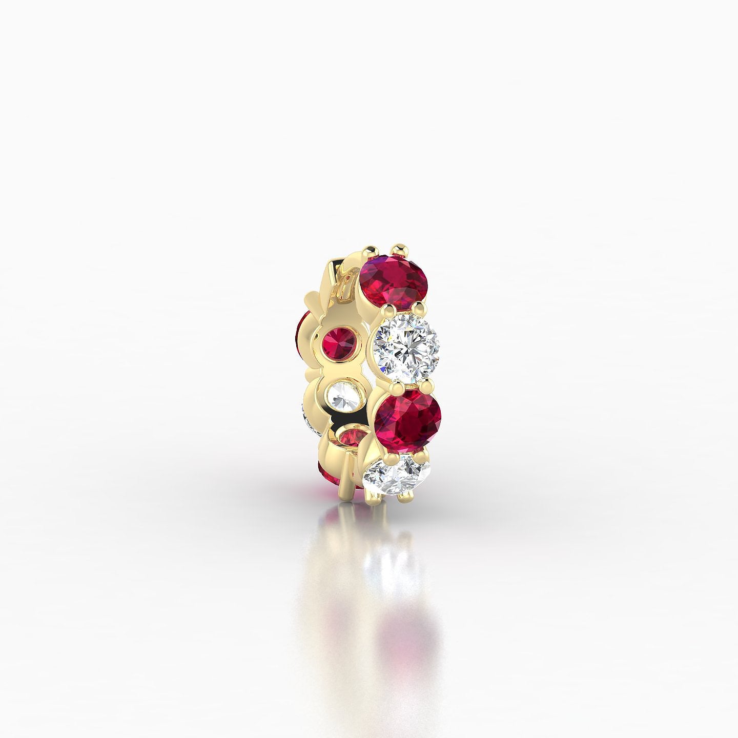 Diana | 18k Yellow Gold 6.5 mm Ruby & Diamond Hoop Piercing