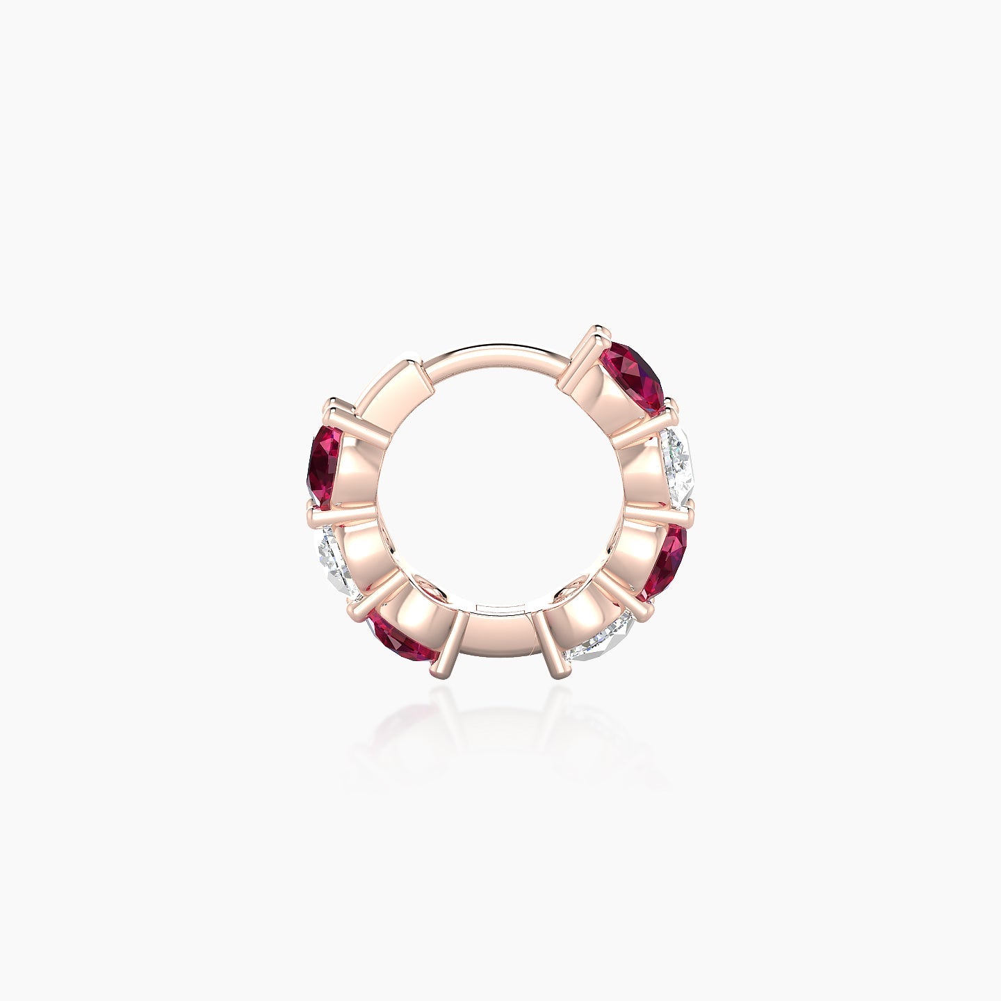 Diana | 18k Rose Gold 6.5 mm Ruby & Diamond Hoop Piercing