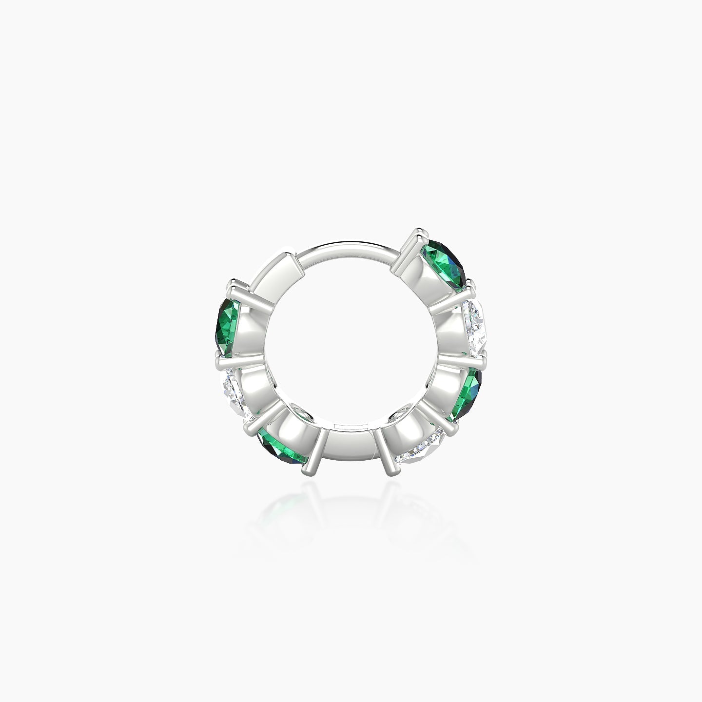 Diana | 18k White Gold 6.5 mm Emerald & Diamond Hoop Piercing