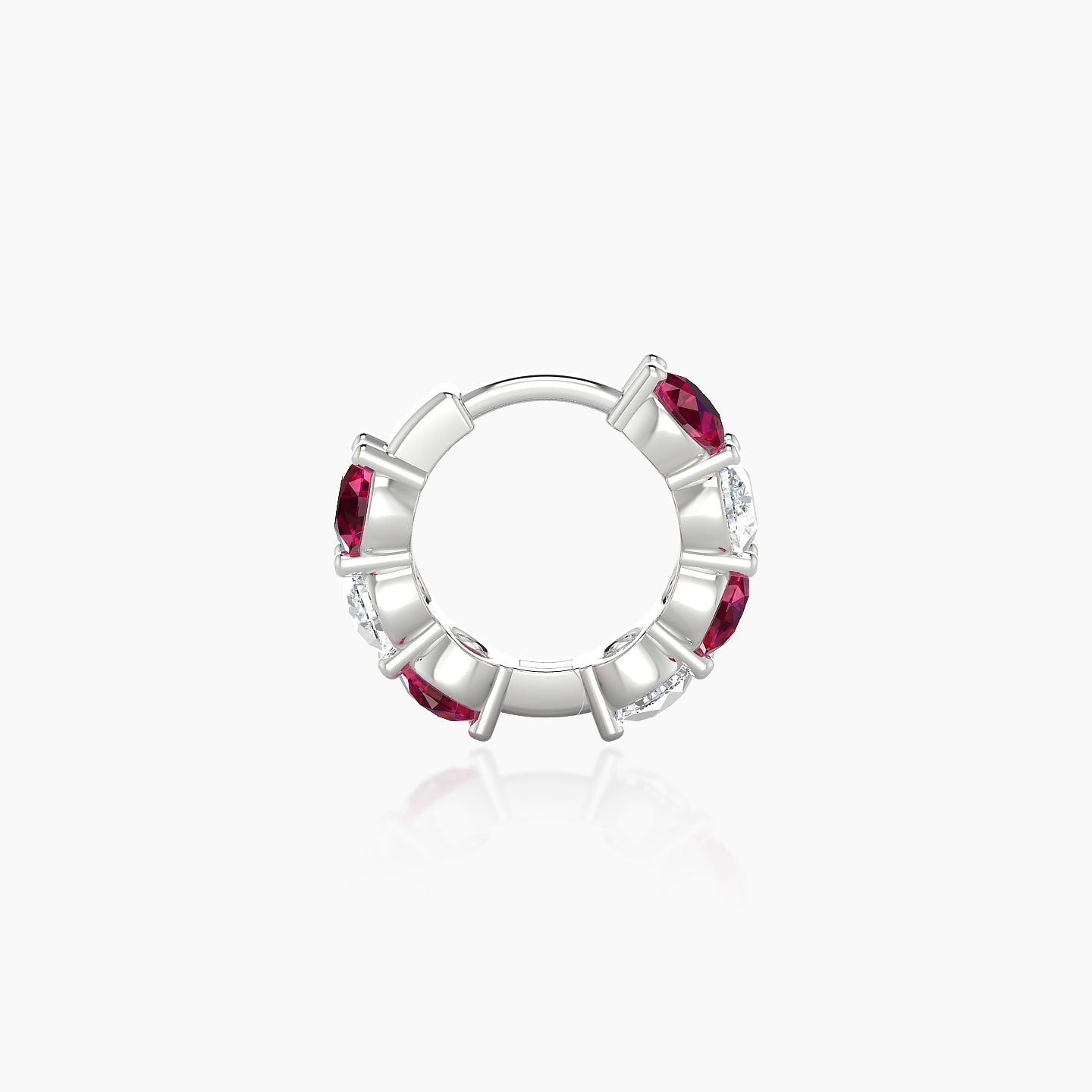 Diana | 18k White Gold 6.5 mm Ruby & Diamond Hoop Piercing