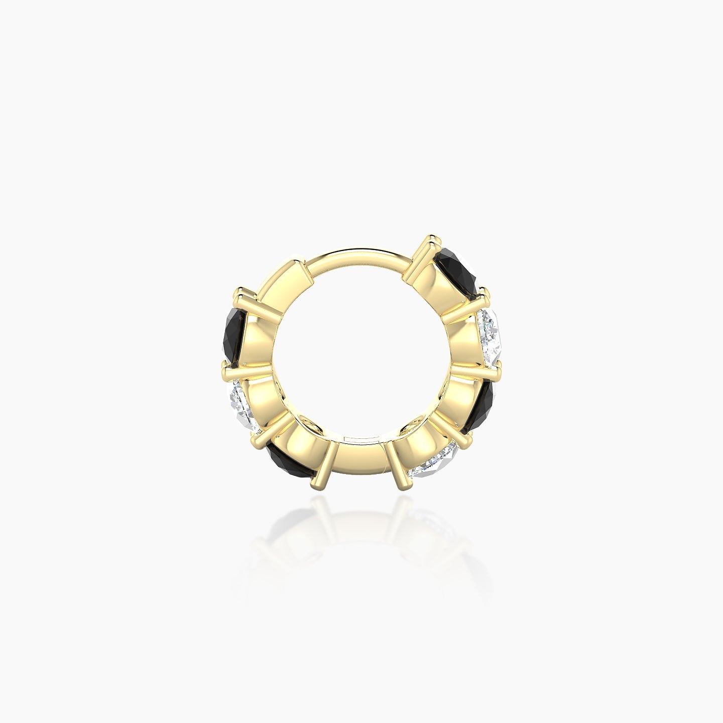 Diana | 18k Yellow Gold 6.5 mm Black Diamond & Diamond Hoop Piercing