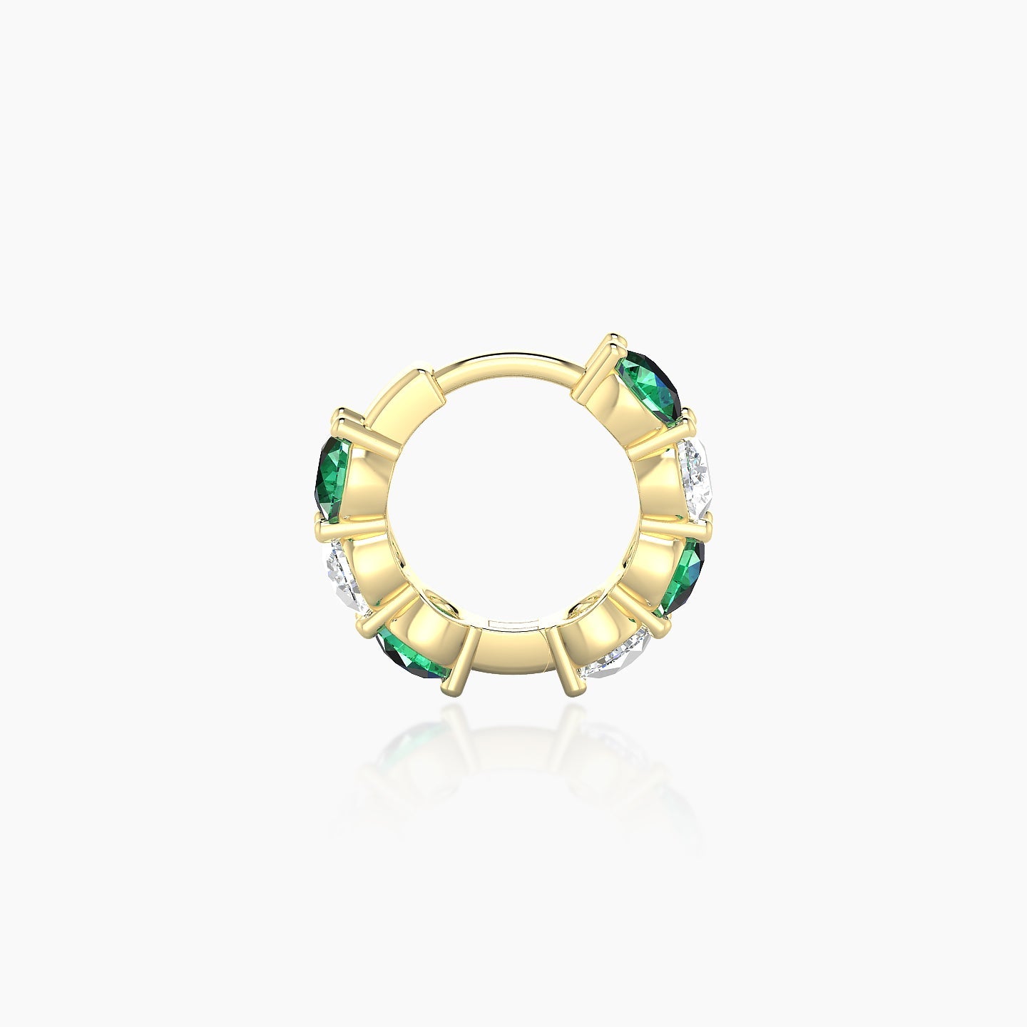 Diana | 18k Yellow Gold 6.5 mm Emerald & Diamond Hoop Piercing