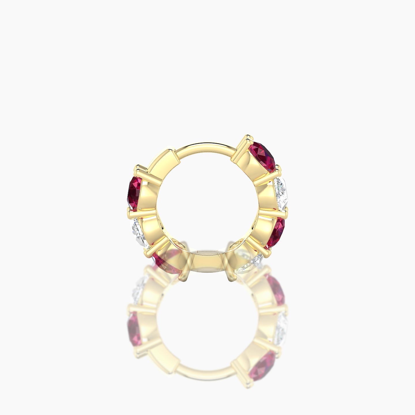 Diana | 18k Yellow Gold 6.5 mm Ruby & Diamond Hoop Piercing