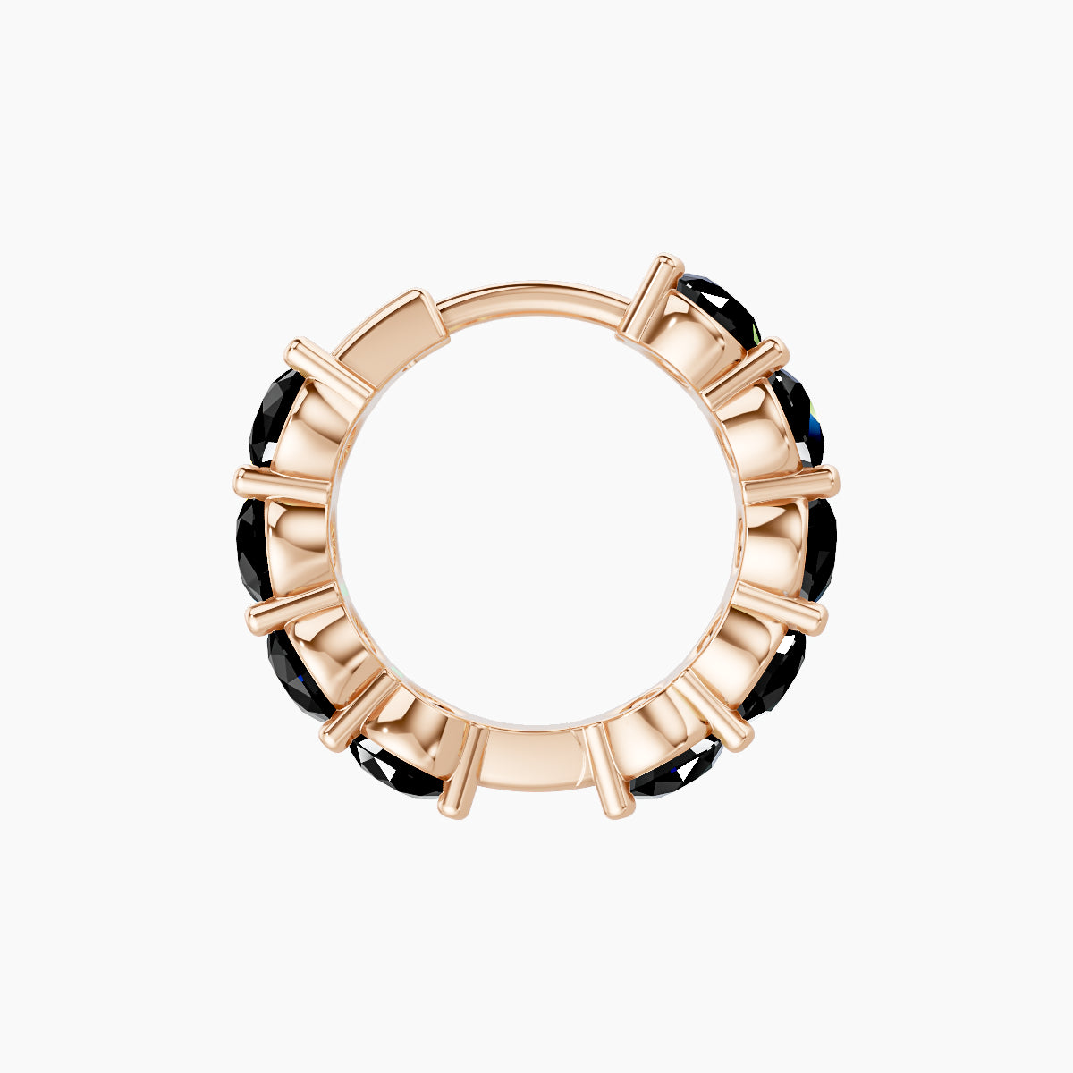 Diana | 18k Rose Gold 8 mm Black Diamond Hoop Piercing
