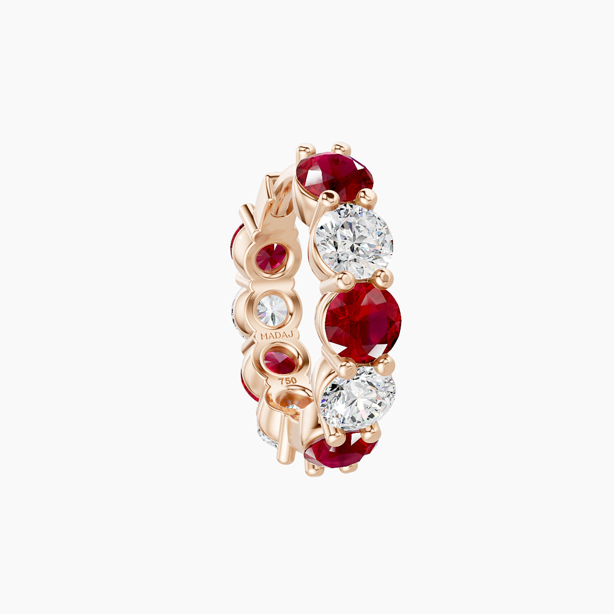 Diana | 18k Rose Gold 8 mm Ruby & Diamond Hoop Piercing