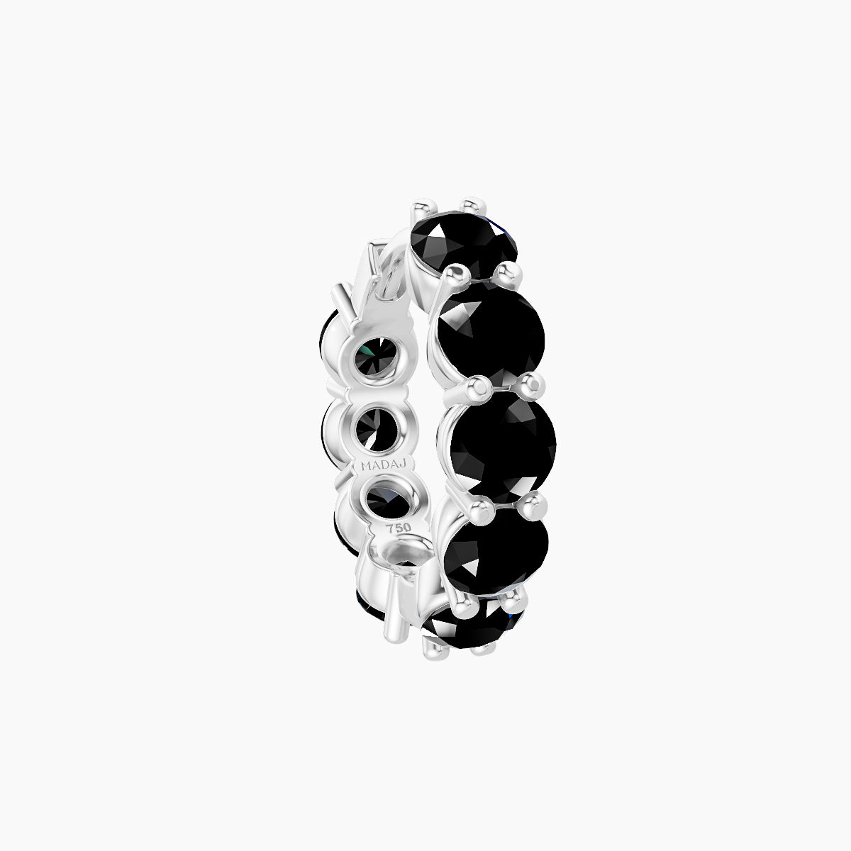 Diana | 18k White Gold 8 mm Black Diamond Hoop Piercing