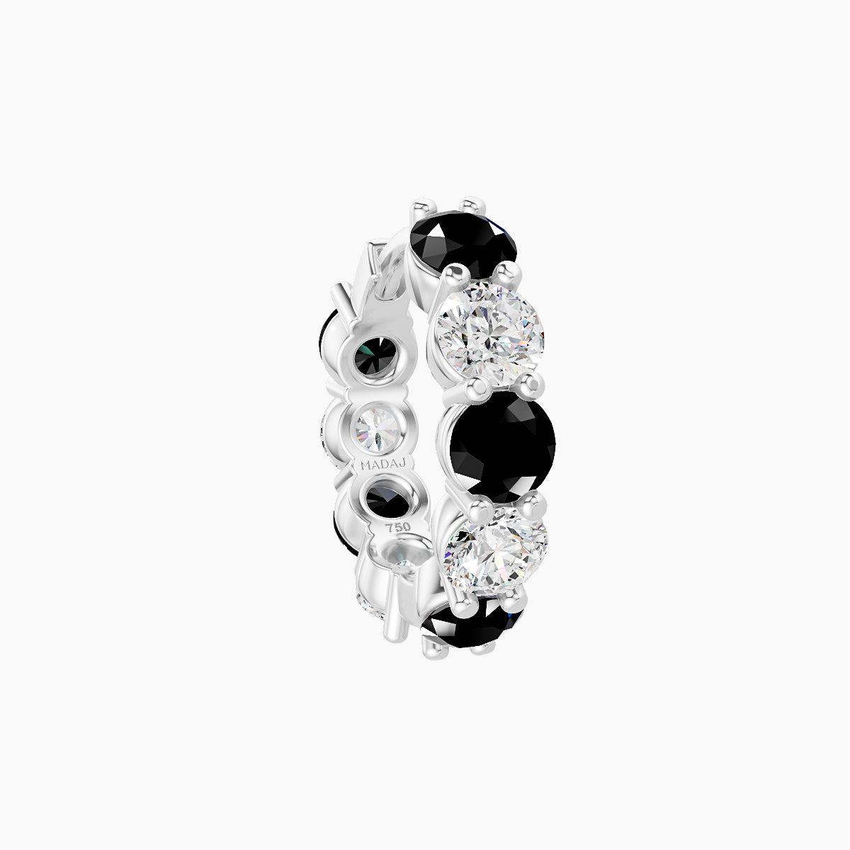 Diana | 18k White Gold 8 mm Black Diamond & Diamond Hoop Piercing