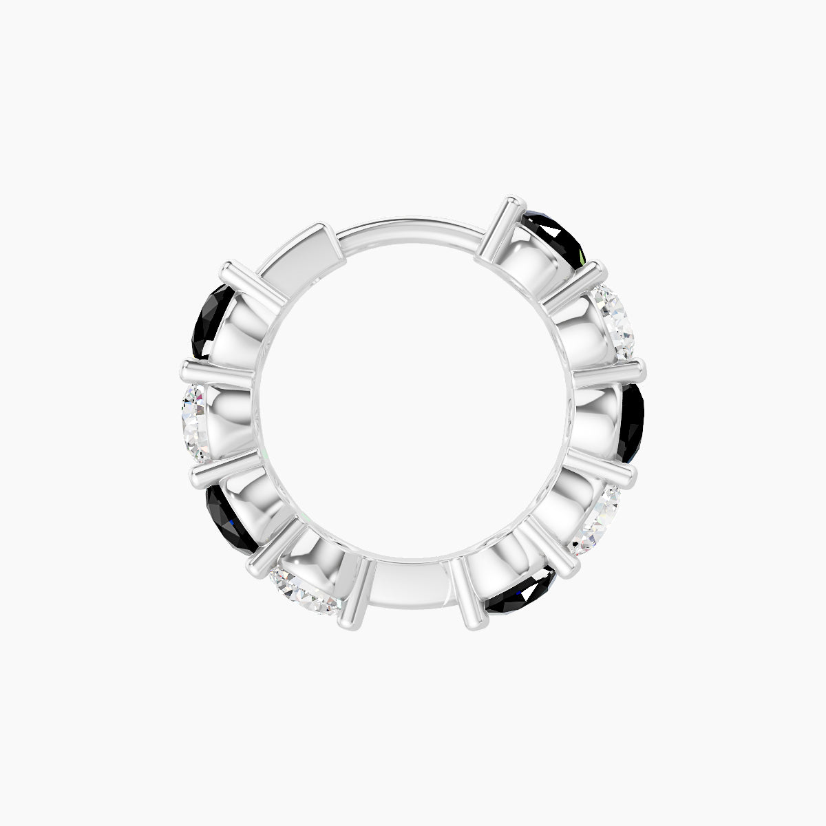 Diana | 18k White Gold 8 mm Black Diamond & Diamond Hoop Piercing
