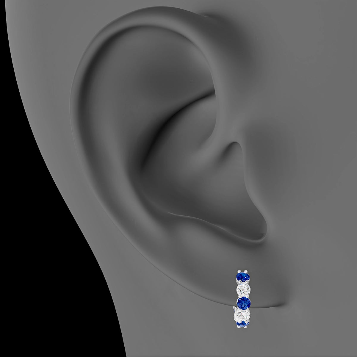 Diana | 18k White Gold 8 mm Sapphire & Diamond Hoop Piercing