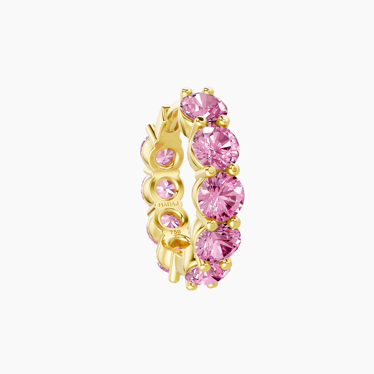 Diana | 18k Yellow Gold 8 mm Pink Sapphire Hoop Piercing