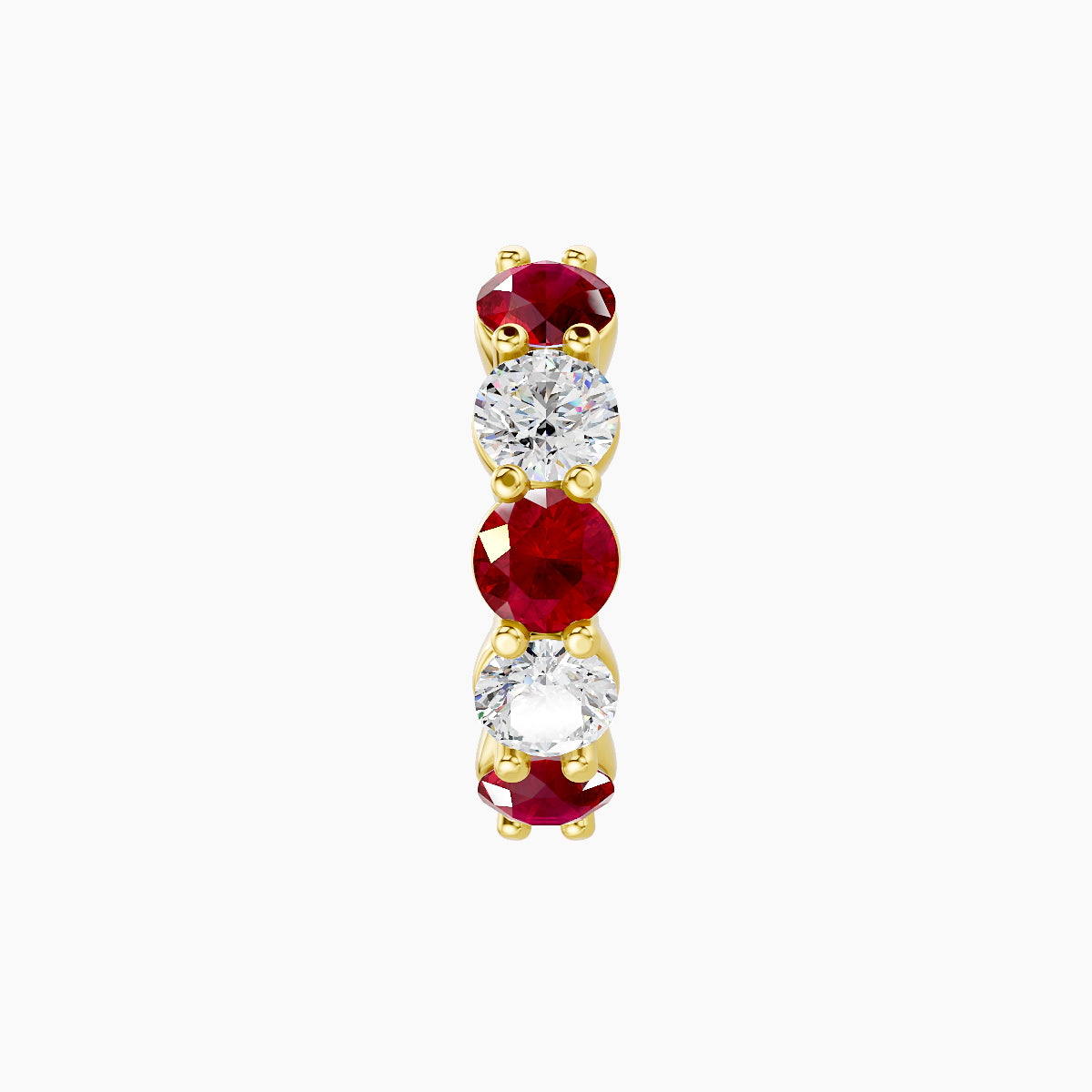 Diana | 18k Yellow Gold 8 mm Ruby & Diamond Hoop Piercing