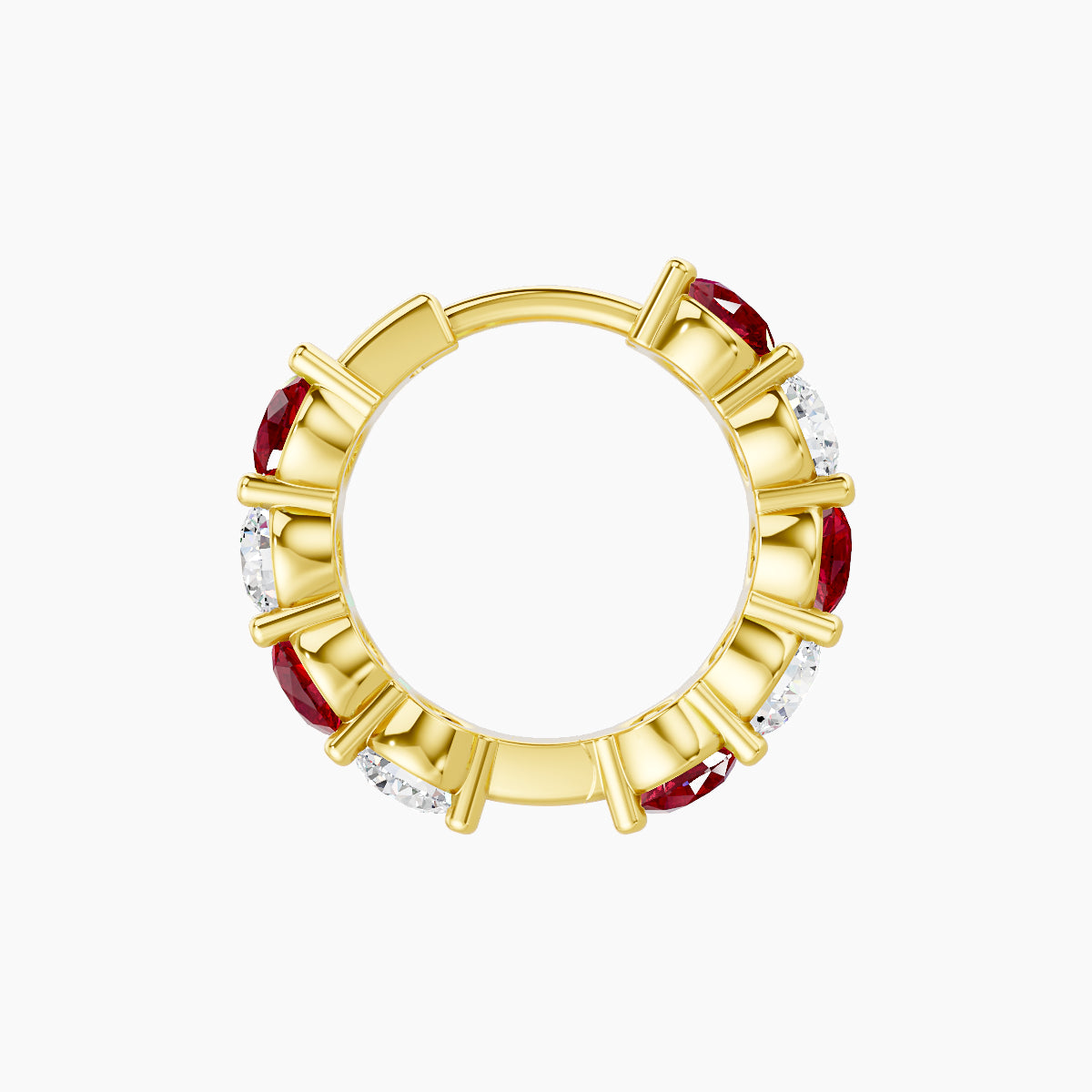 Diana | 18k Yellow Gold 8 mm Ruby & Diamond Hoop Piercing