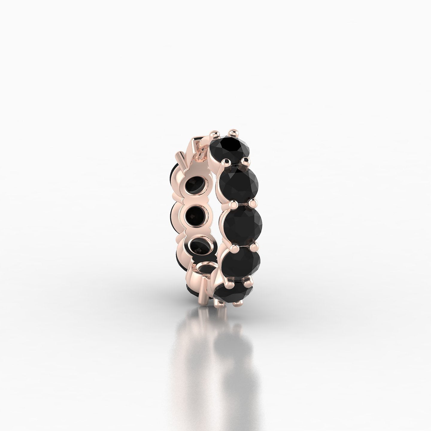 Diana | 18k Rose Gold 8 mm Black Diamond Hoop Piercing