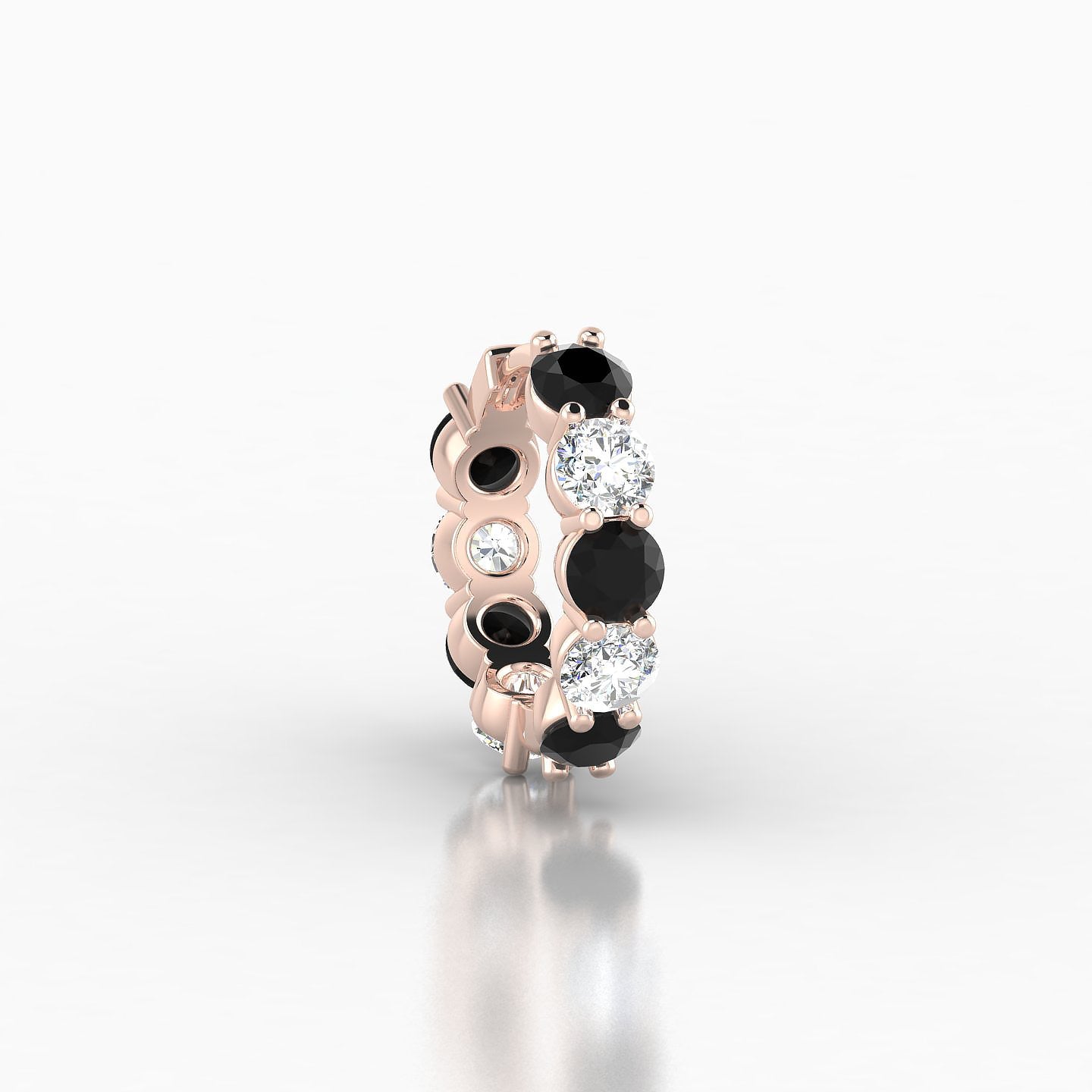 Diana | 18k Rose Gold 8 mm Black Diamond & Diamond Hoop Piercing