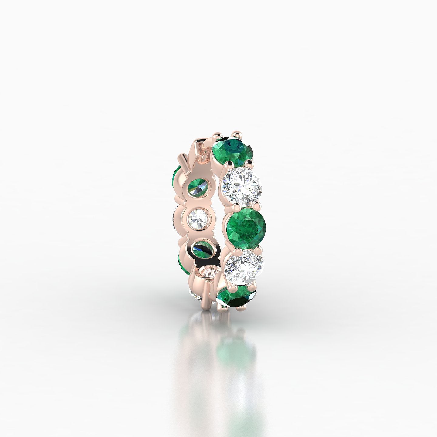 Diana | 18k Rose Gold 8 mm Emerald & Diamond Hoop Piercing