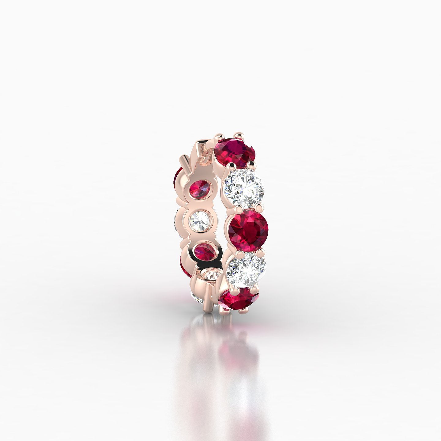 Diana | 18k Rose Gold 8 mm Ruby & Diamond Hoop Piercing