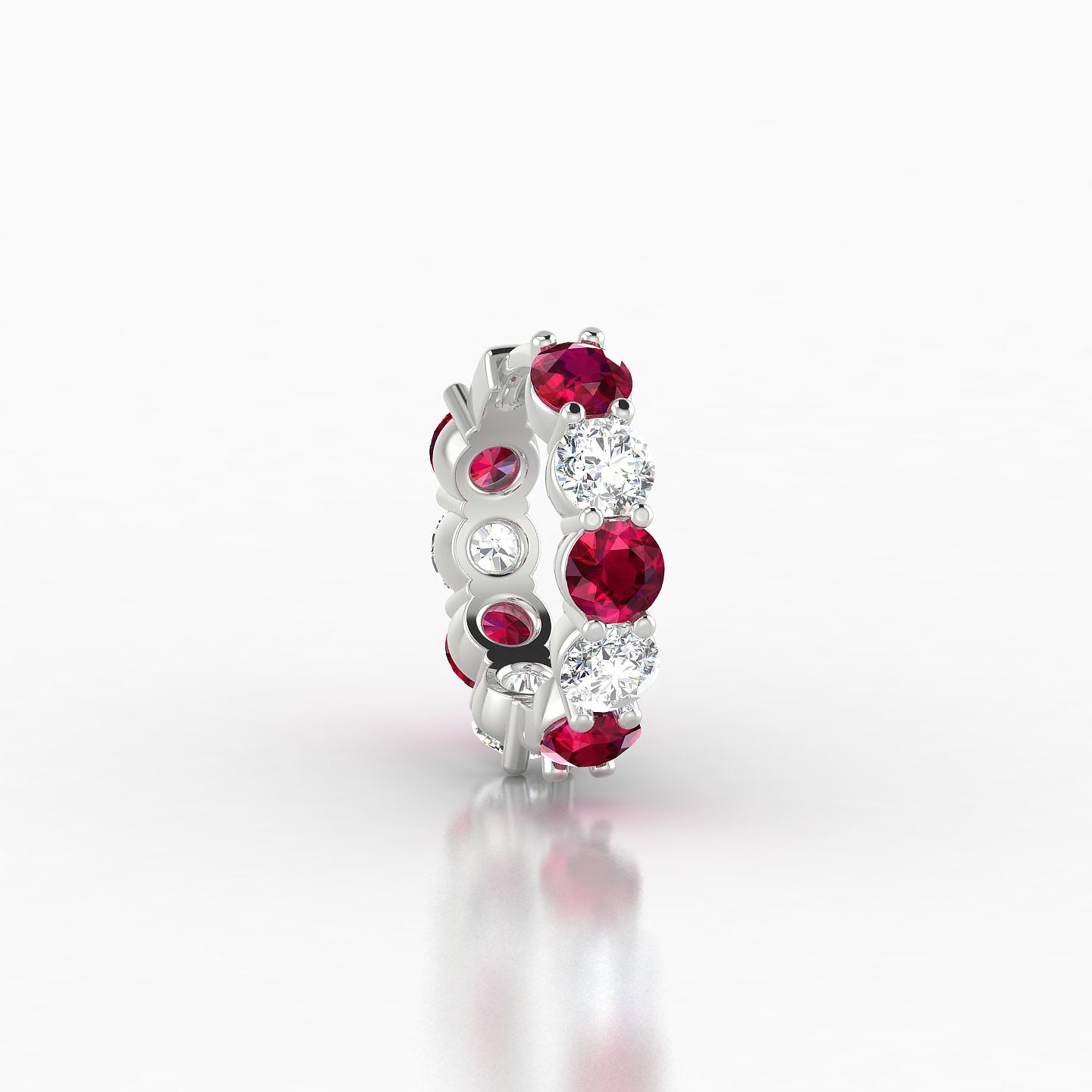 Diana | 18k White Gold 8 mm Ruby & Diamond Hoop Piercing