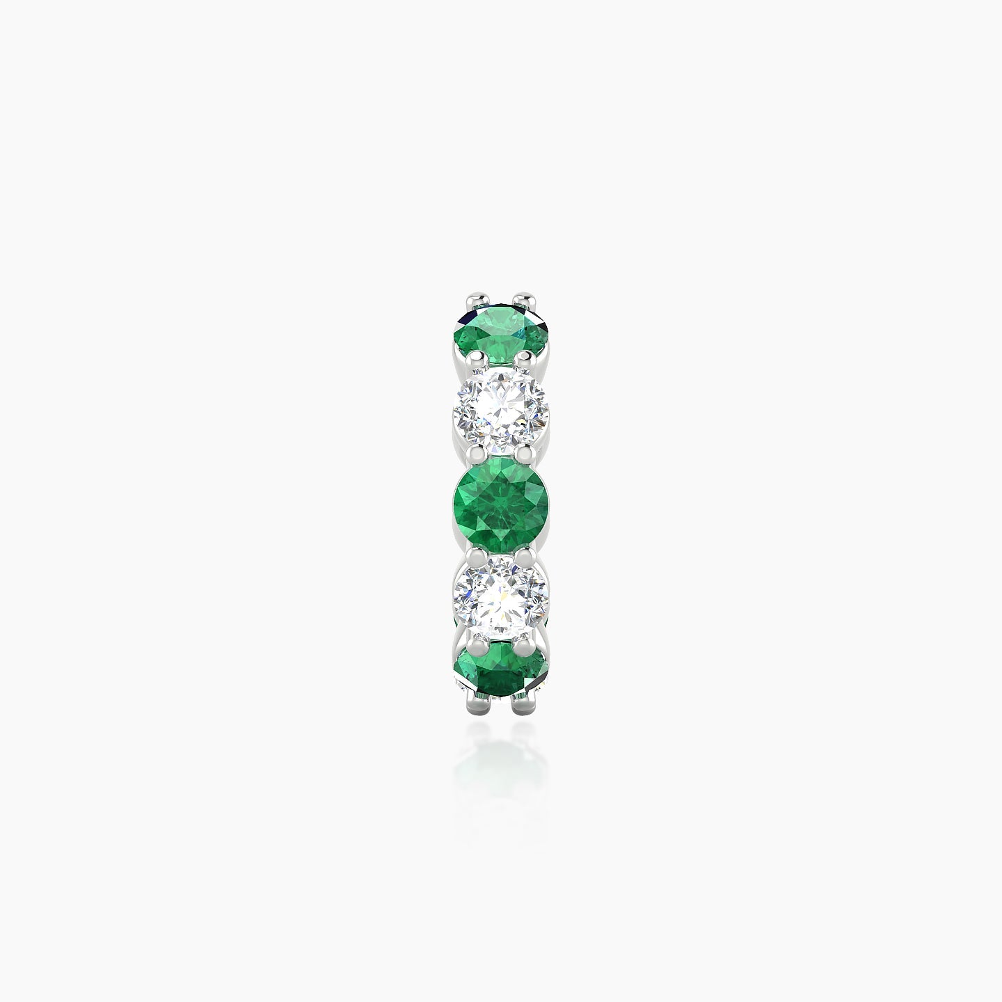 Diana | 18k White Gold 8 mm Emerald & Diamond Hoop Piercing