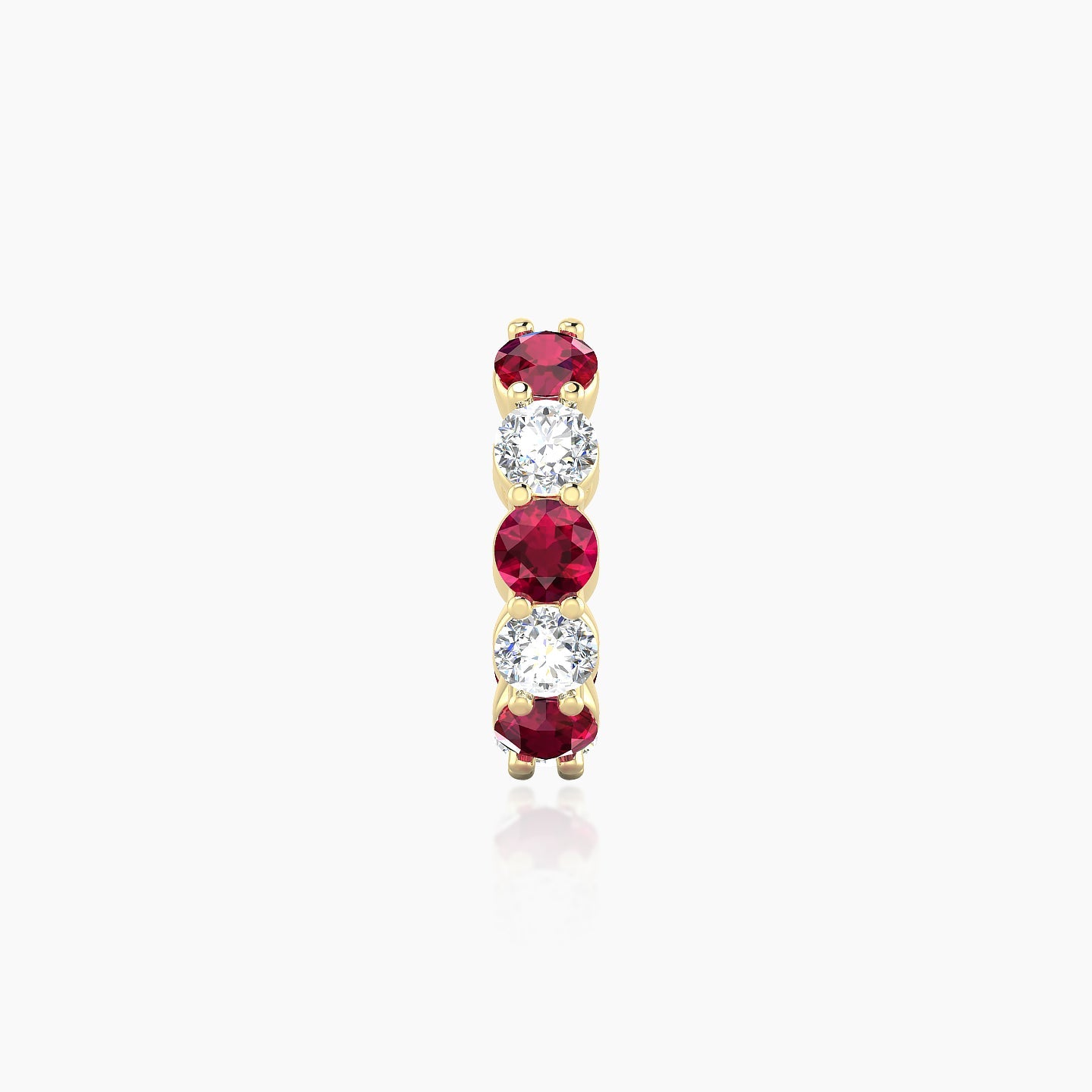 Diana | 18k Yellow Gold 8 mm Ruby & Diamond Hoop Piercing