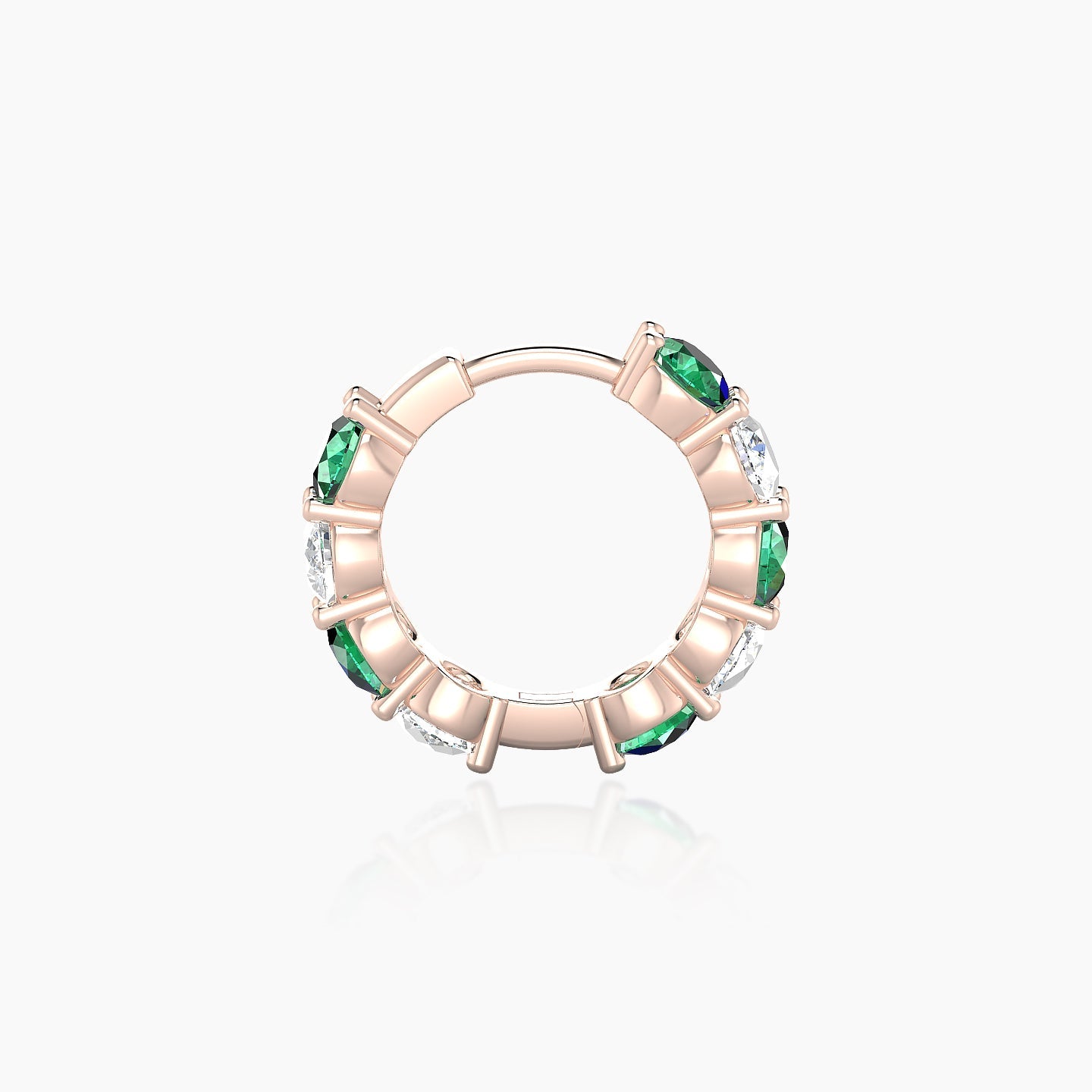 Diana | 18k Rose Gold 8 mm Emerald & Diamond Hoop Piercing