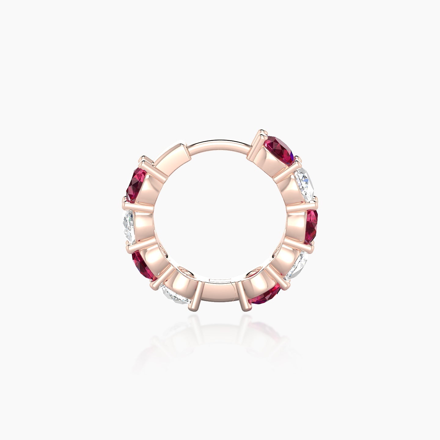 Diana | 18k Rose Gold 8 mm Ruby & Diamond Hoop Piercing