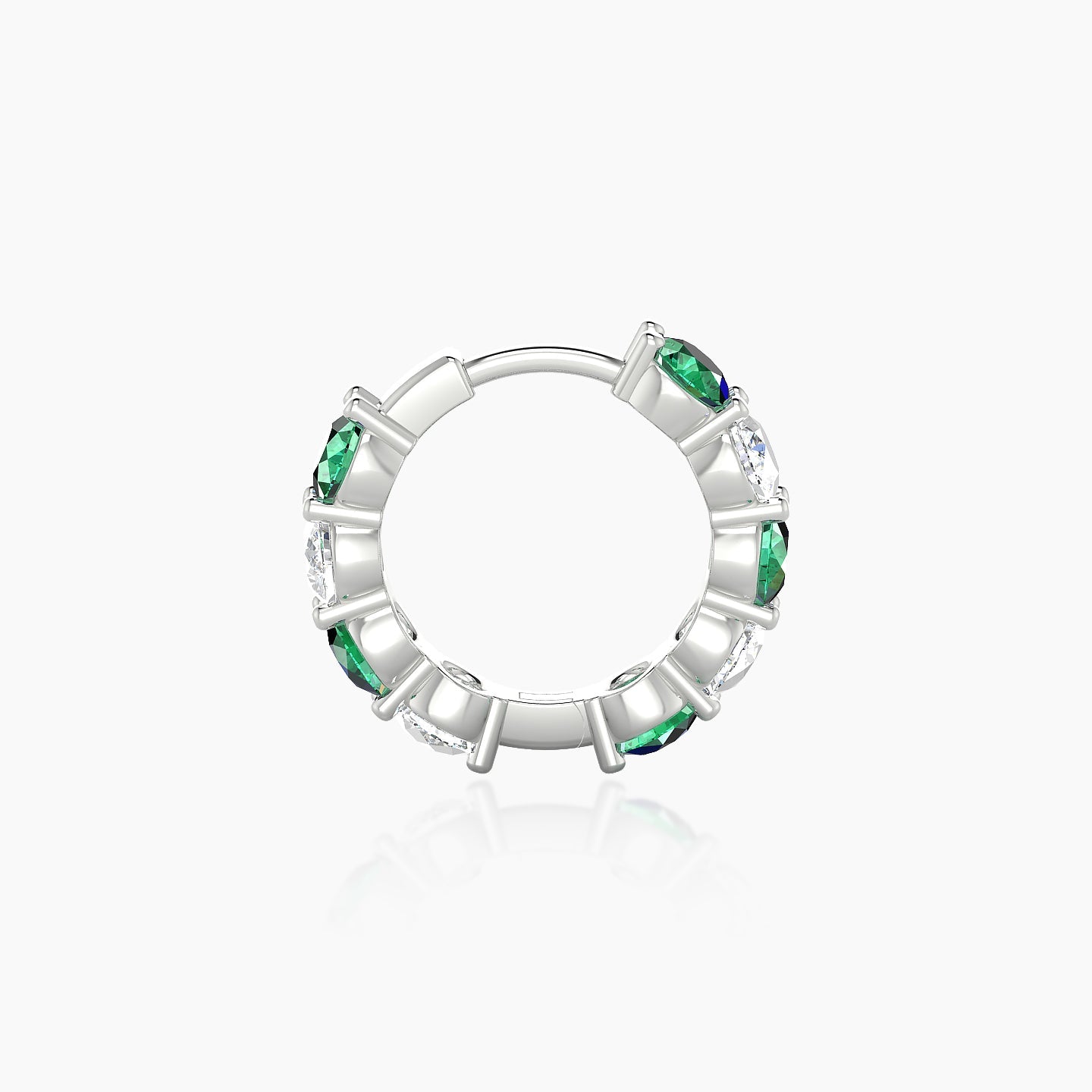 Diana | 18k White Gold 8 mm Emerald & Diamond Hoop Piercing