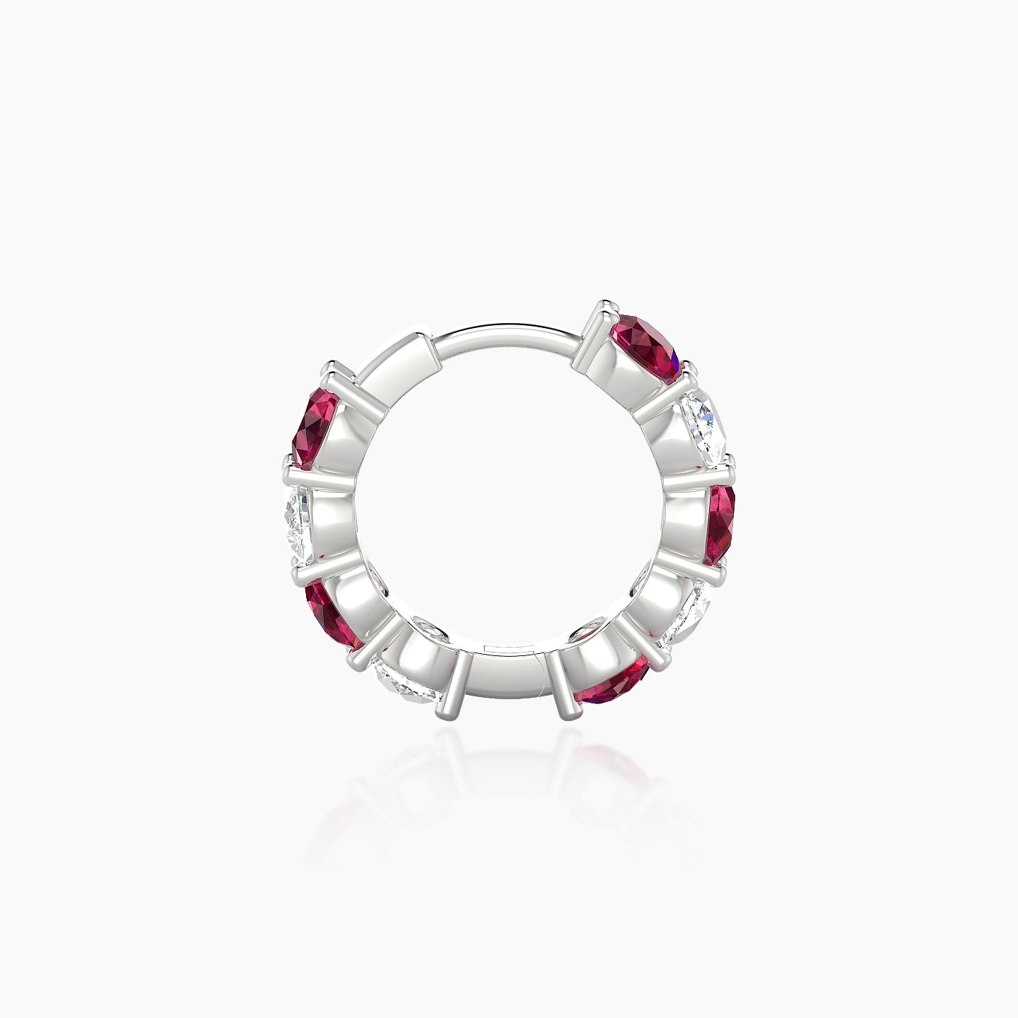 Diana | 18k White Gold 8 mm Ruby & Diamond Hoop Piercing