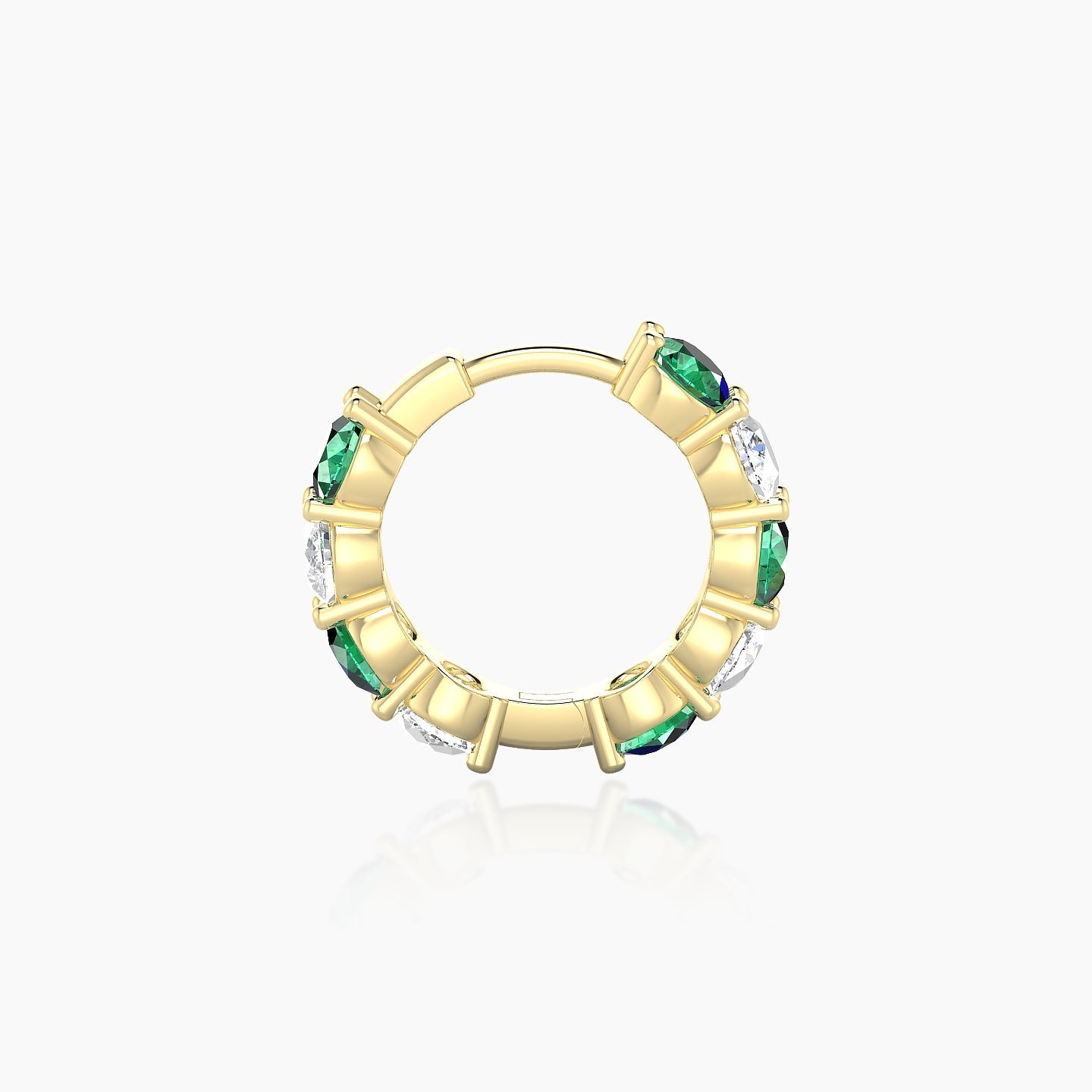 Diana | 18k Yellow Gold 8 mm Emerald & Diamond Hoop Piercing