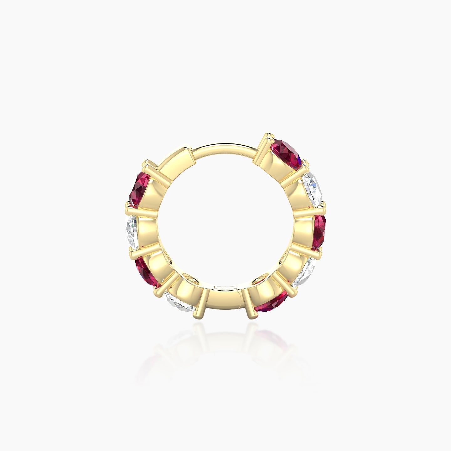 Diana | 18k Yellow Gold 8 mm Ruby & Diamond Hoop Piercing