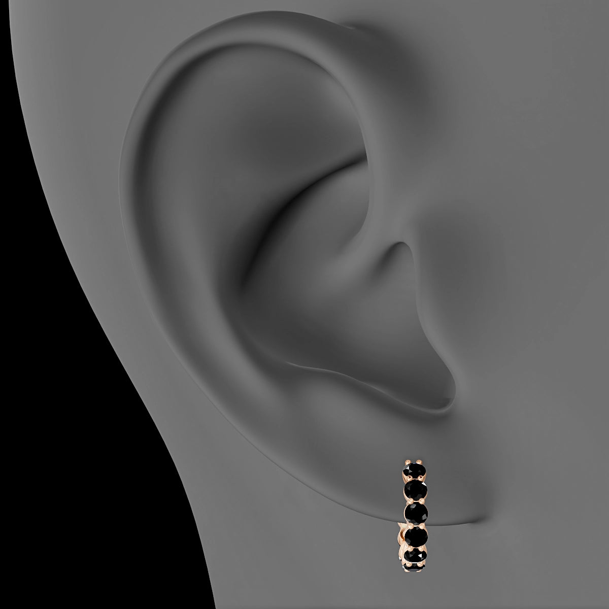 Diana | 18k Rose Gold 9.5 mm Black Diamond Hoop Piercing