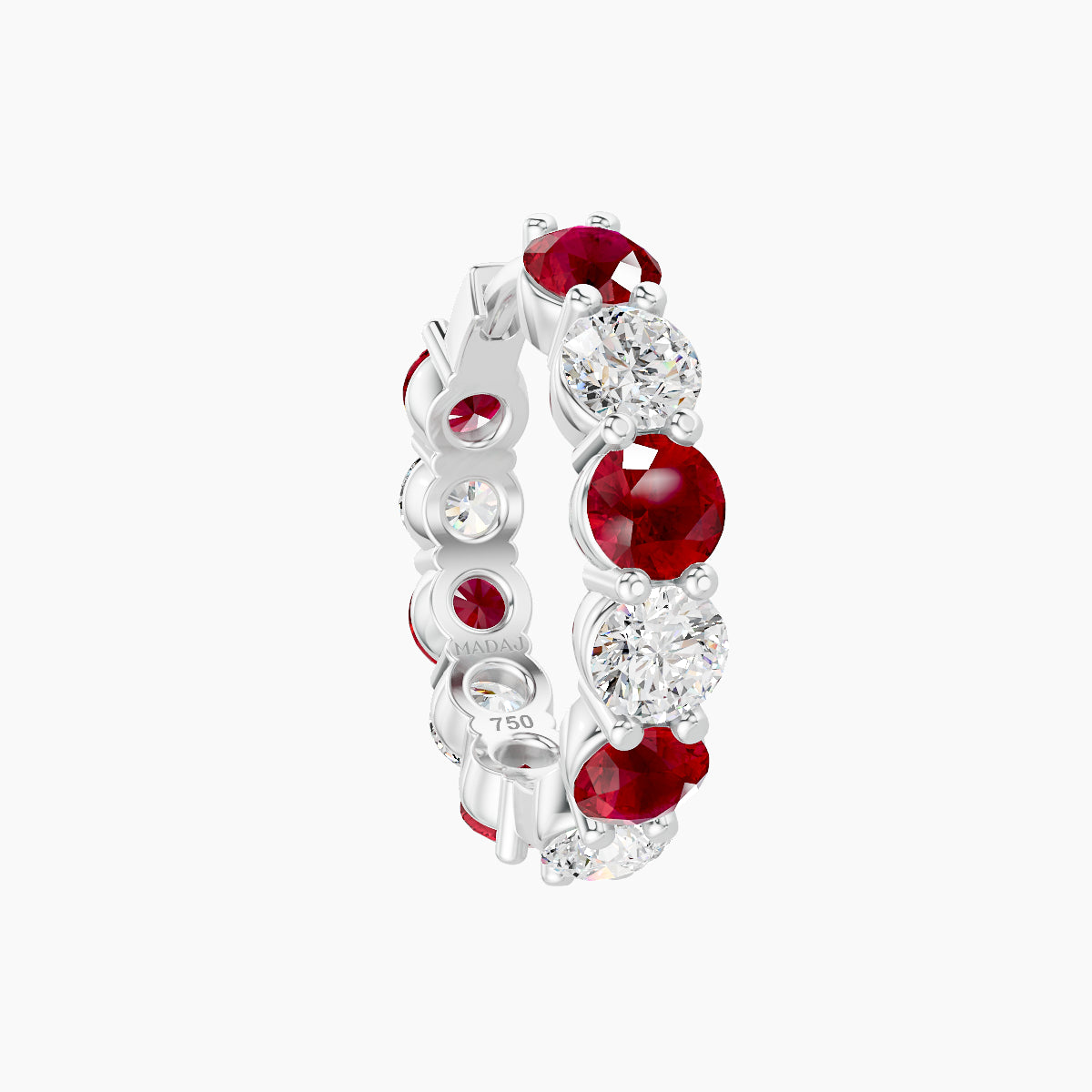 Diana | 18k White Gold 9.5 mm Ruby & Diamond Hoop Piercing